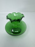 Vtg Emerald Green Glass Bud Vase Ruffled Rim Jack In Pulpit Art Glass MCM