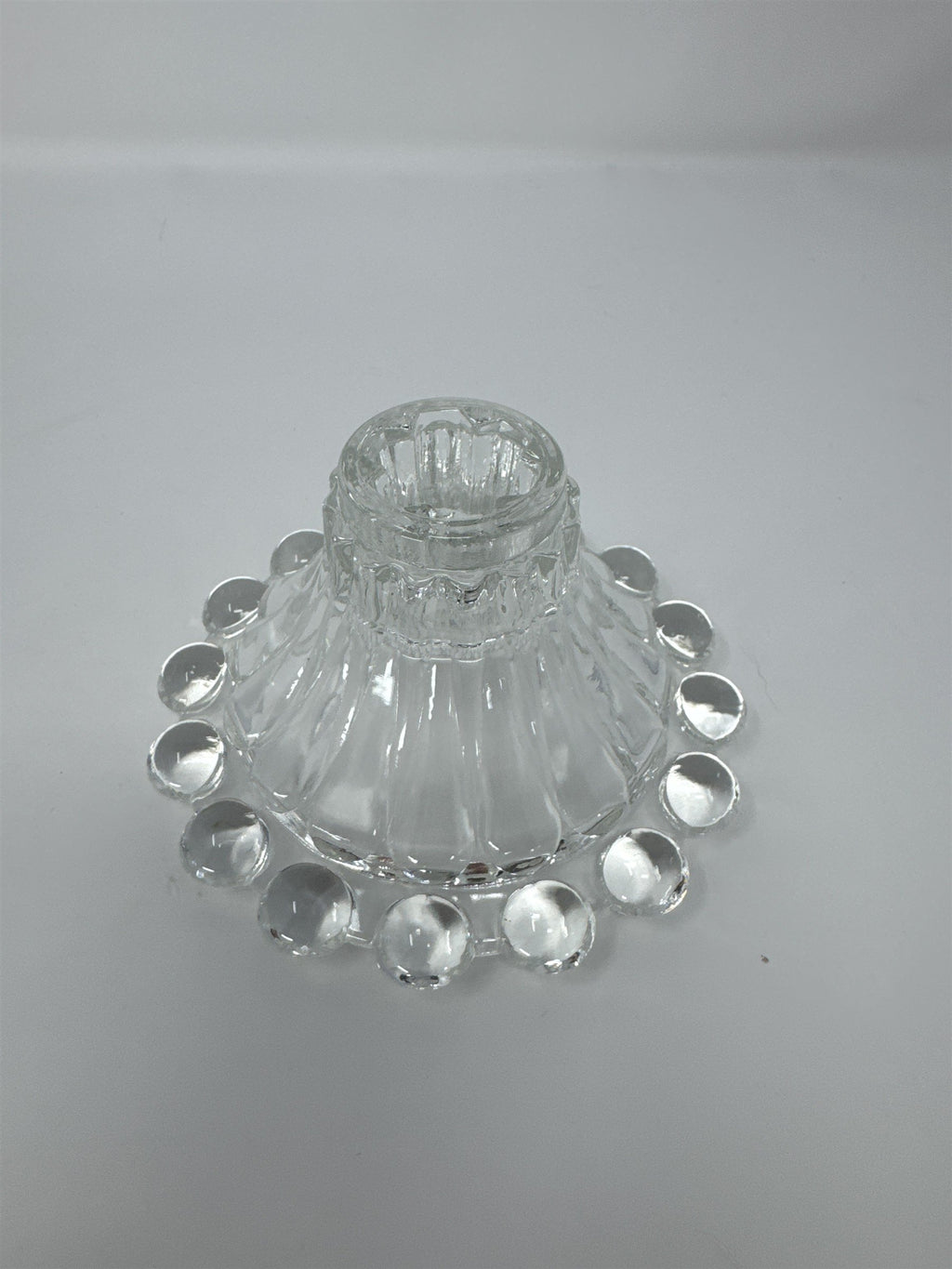 Vtg Anchor Hocking Boopie Berwick Clear Glass Candle Holder MCM Bubble Base