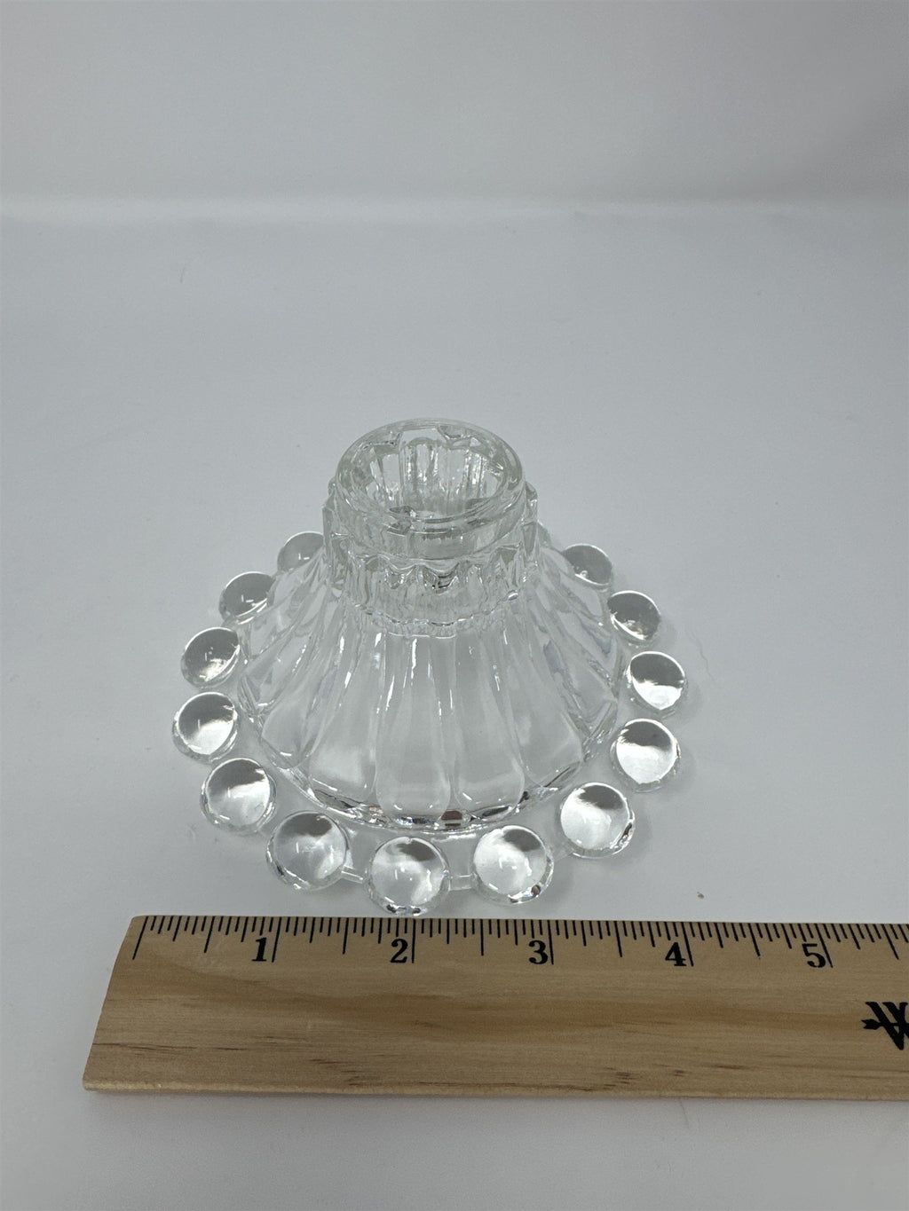 Vtg Anchor Hocking Boopie Berwick Clear Glass Candle Holder MCM Bubble Base