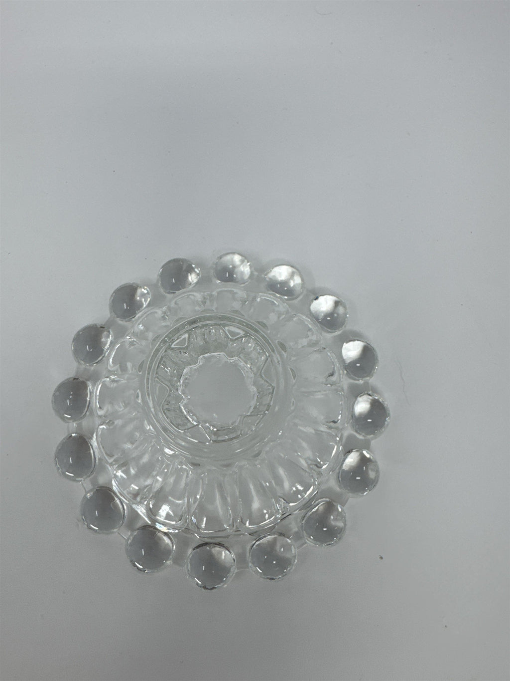 Vtg Anchor Hocking Boopie Berwick Clear Glass Candle Holder MCM Bubble Base