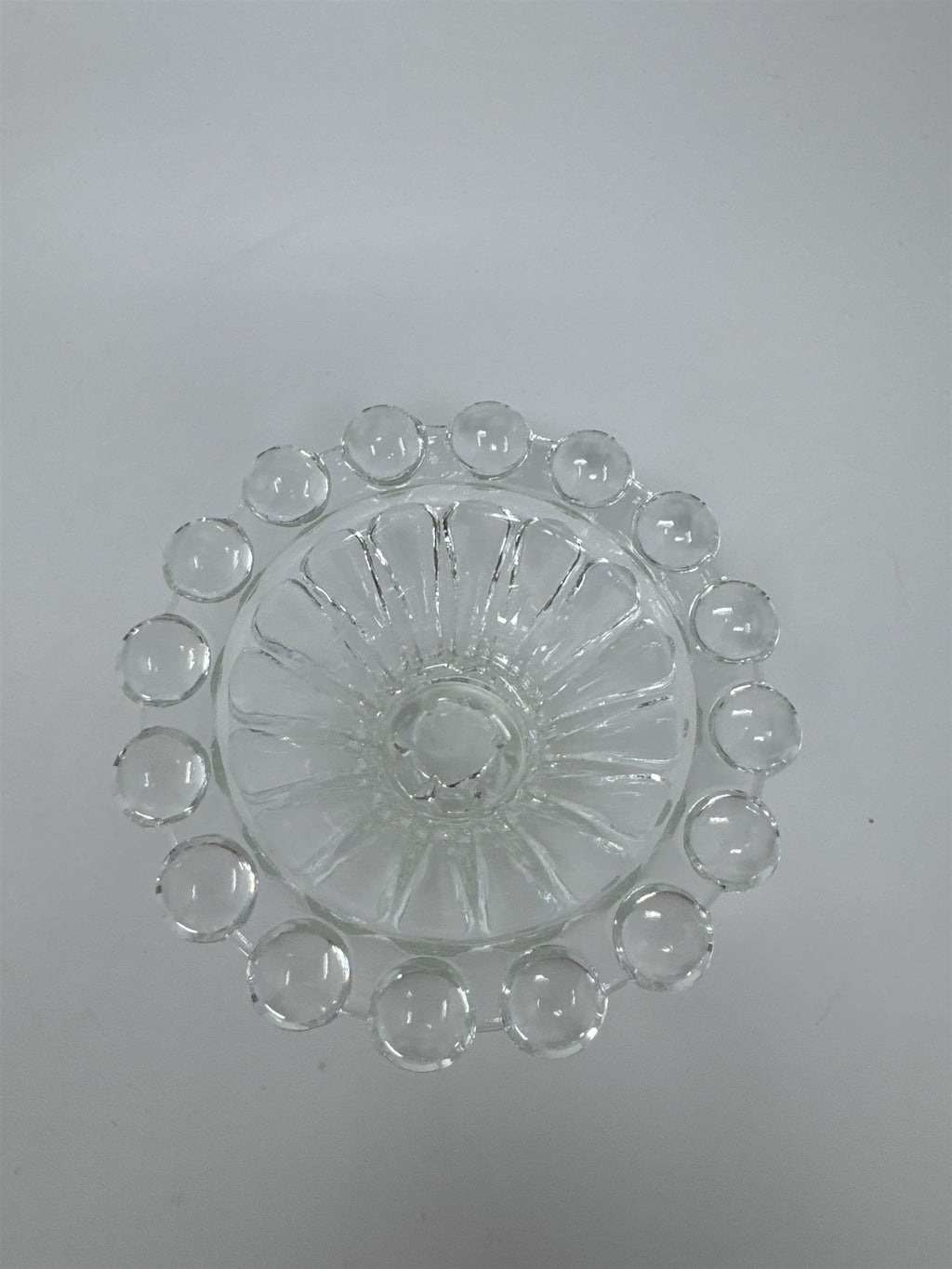 Vtg Anchor Hocking Boopie Berwick Clear Glass Candle Holder MCM Bubble Base