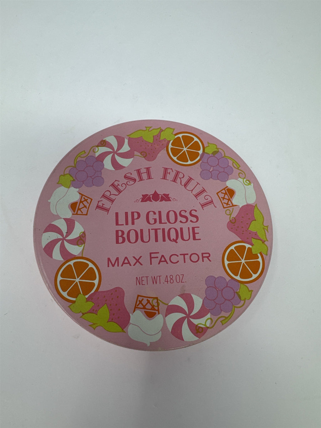 Vtg Max Factor Fresh Fruit Lip Gloss Boutique Empty Tin Pink Candy Makeup MCM