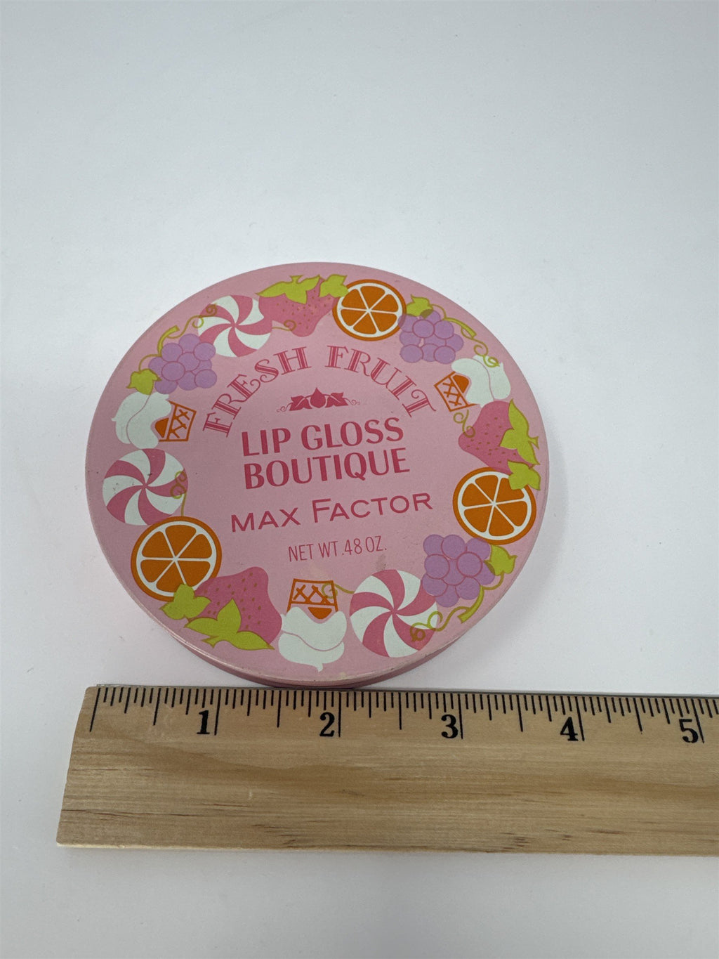 Vtg Max Factor Fresh Fruit Lip Gloss Boutique Empty Tin Pink Candy Makeup MCM