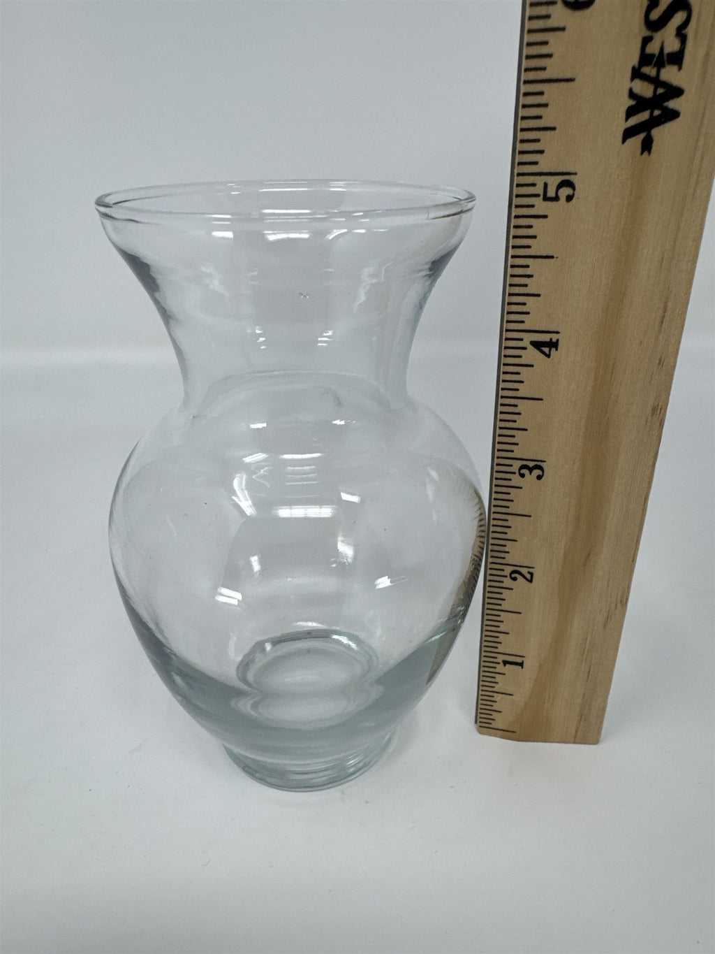 Vtg 5" Clear Glass Bud Vase Ribbed Flared Rim Mid Century Modern MCM Decor