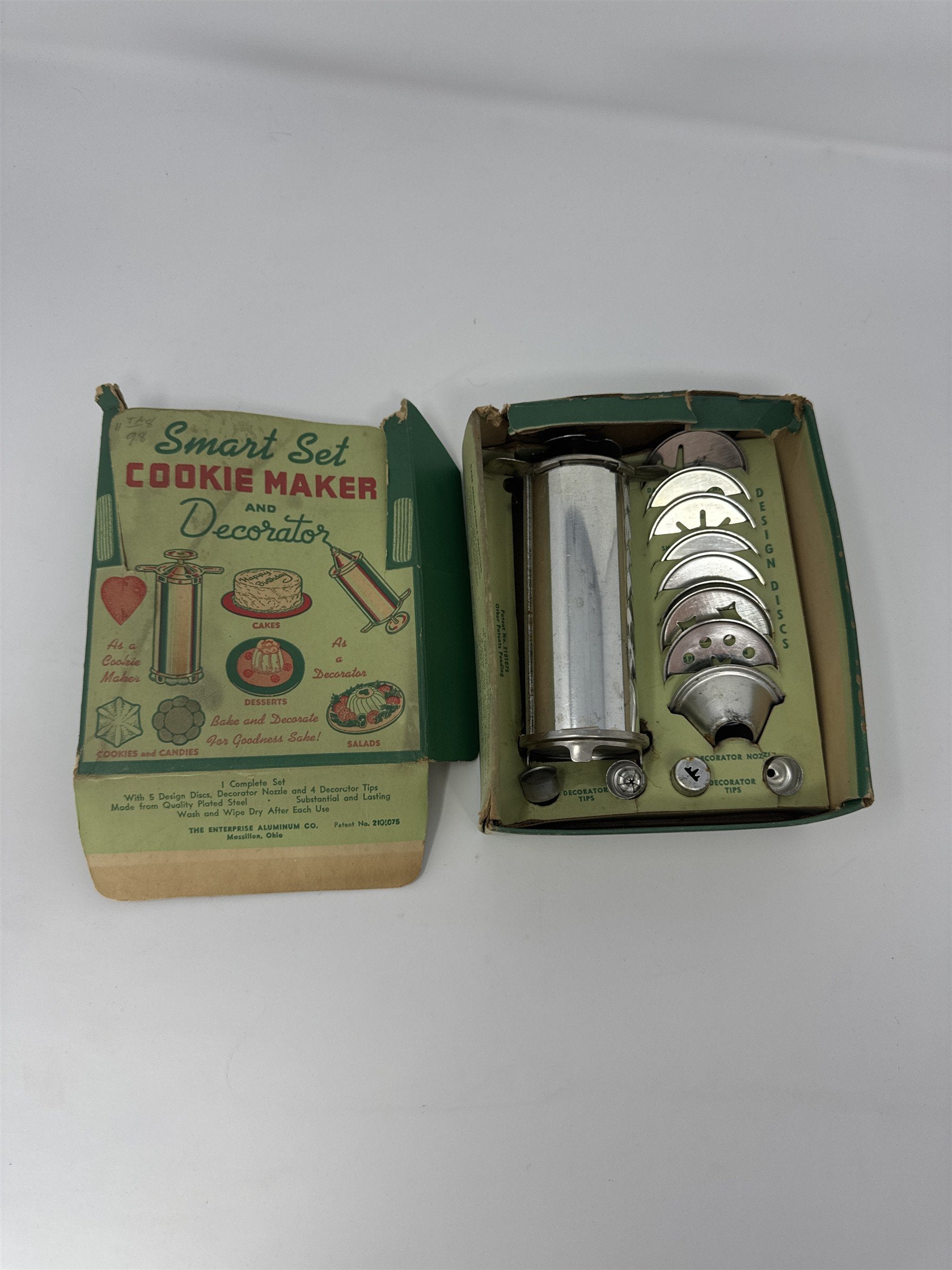 Vintage Enterprise Aluminum Smart Set Cookie Maker Decorator Press Original Box