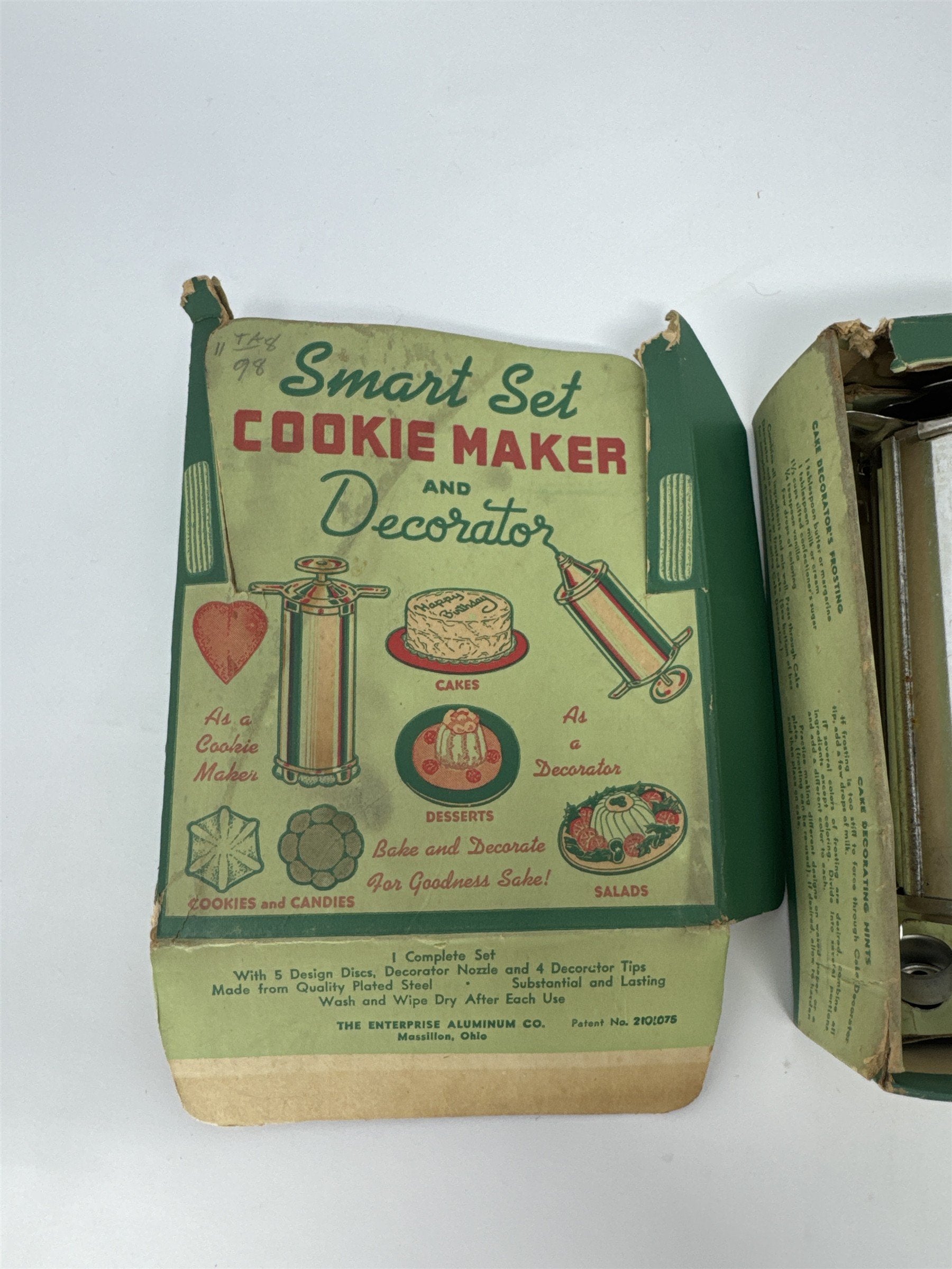 Vintage Enterprise Aluminum Smart Set Cookie Maker Decorator Press Original Box