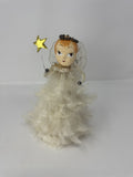 Vintage Japan Spun Cotton Feather Angel Christmas Ornament 8" Star Wand Kitsch