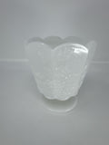 Vintage E.O. Brody Milk Glass Pedestal Planter Vase Grapes Leaves Cleveland