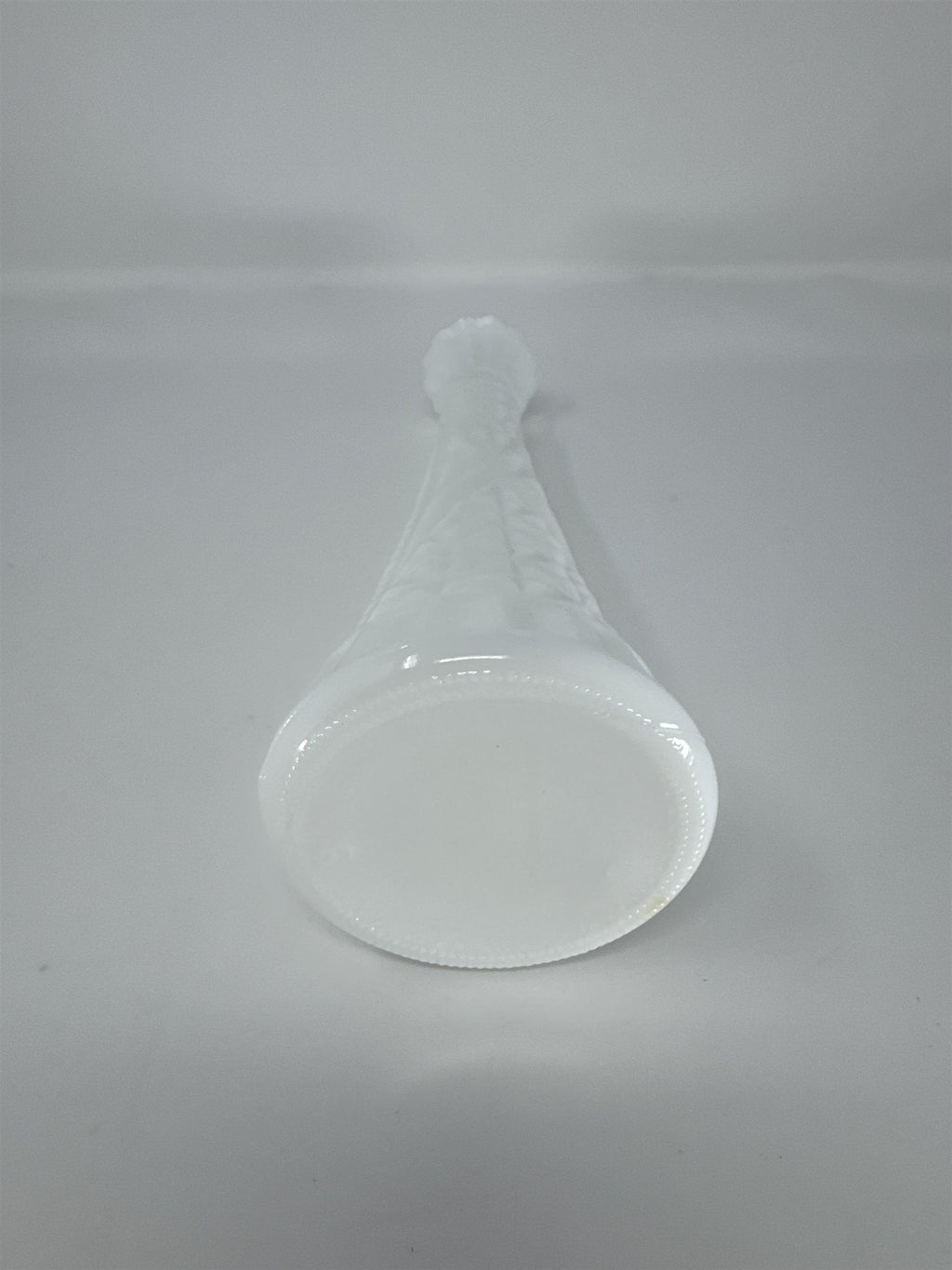 Vintage Milk Glass Bud Vase 9" Stars and Bars Diamond Pattern