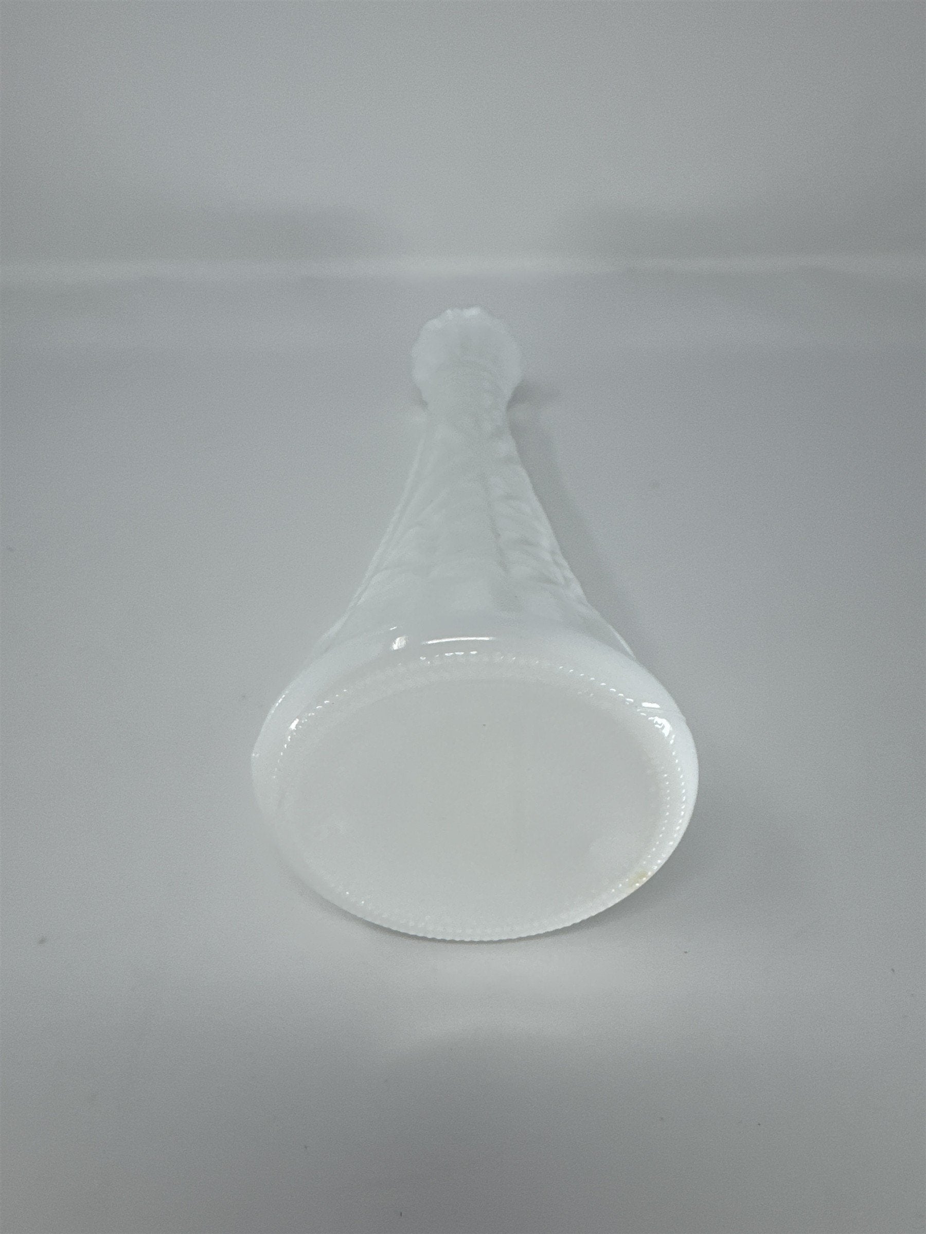 Vintage Milk Glass Bud Vase 9" Stars and Bars Diamond Pattern