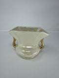 Vintage Pearl Lusterware Planter Vase Iridescent Gold Handles Trophy Urn