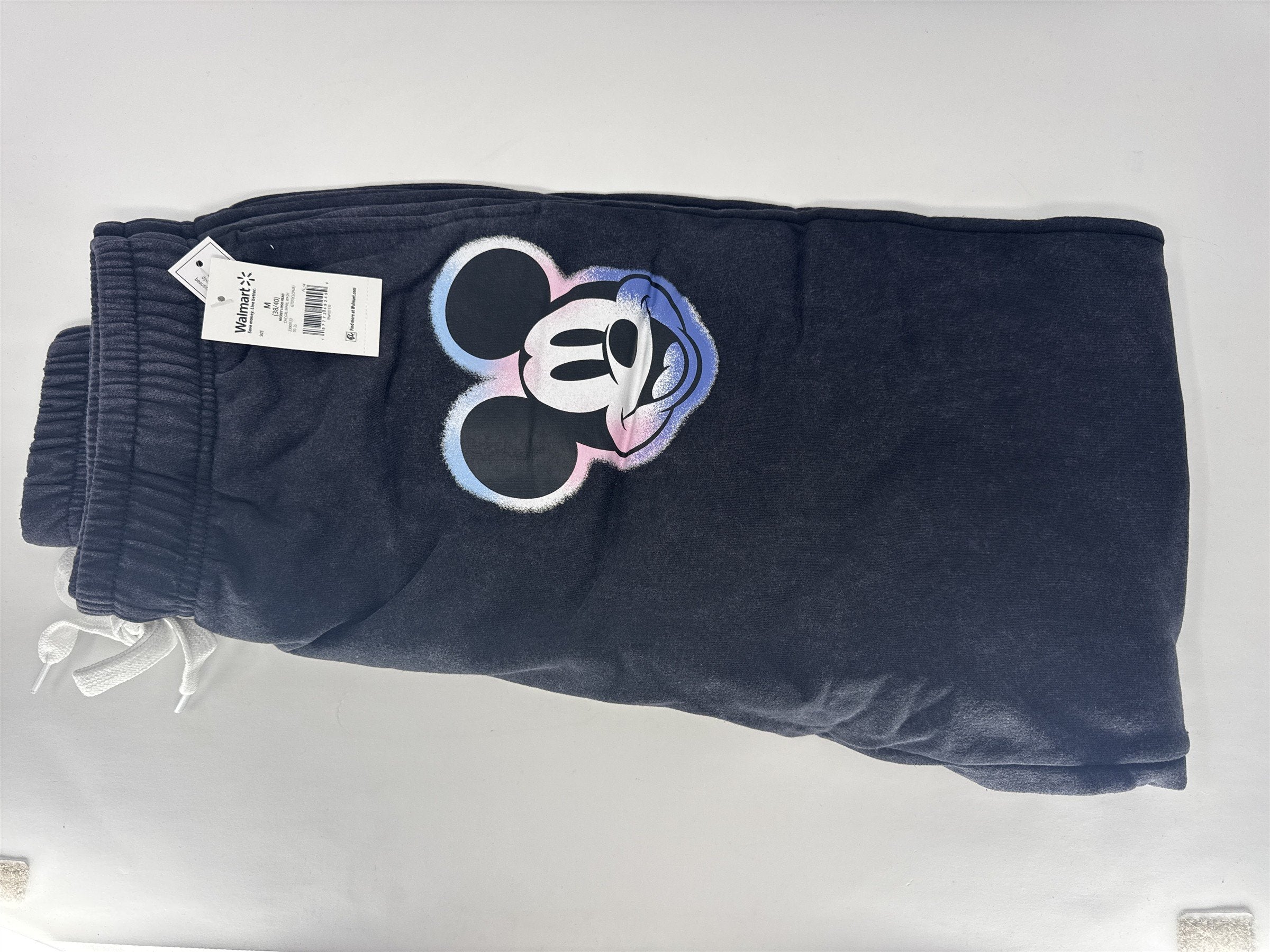 Disney Mickey Mouse Joggers Men's Medium Charcoal Mineral Wash Spellout NWT
