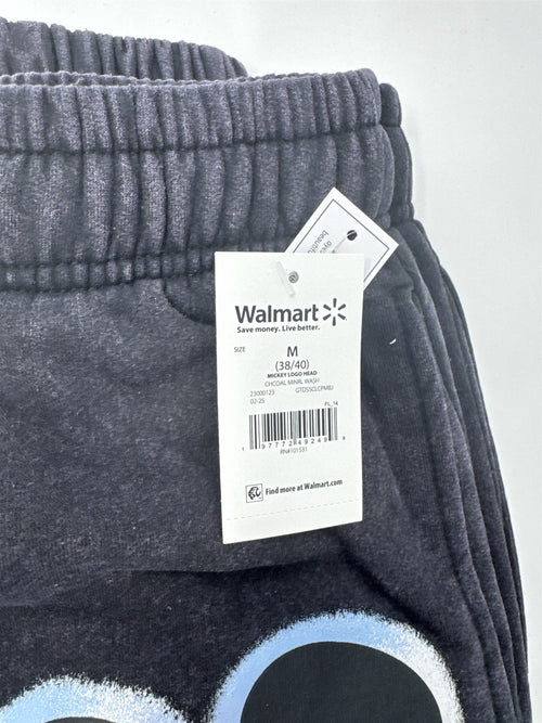 Disney Mickey Mouse Joggers Men's Medium Charcoal Mineral Wash Spellout NWT