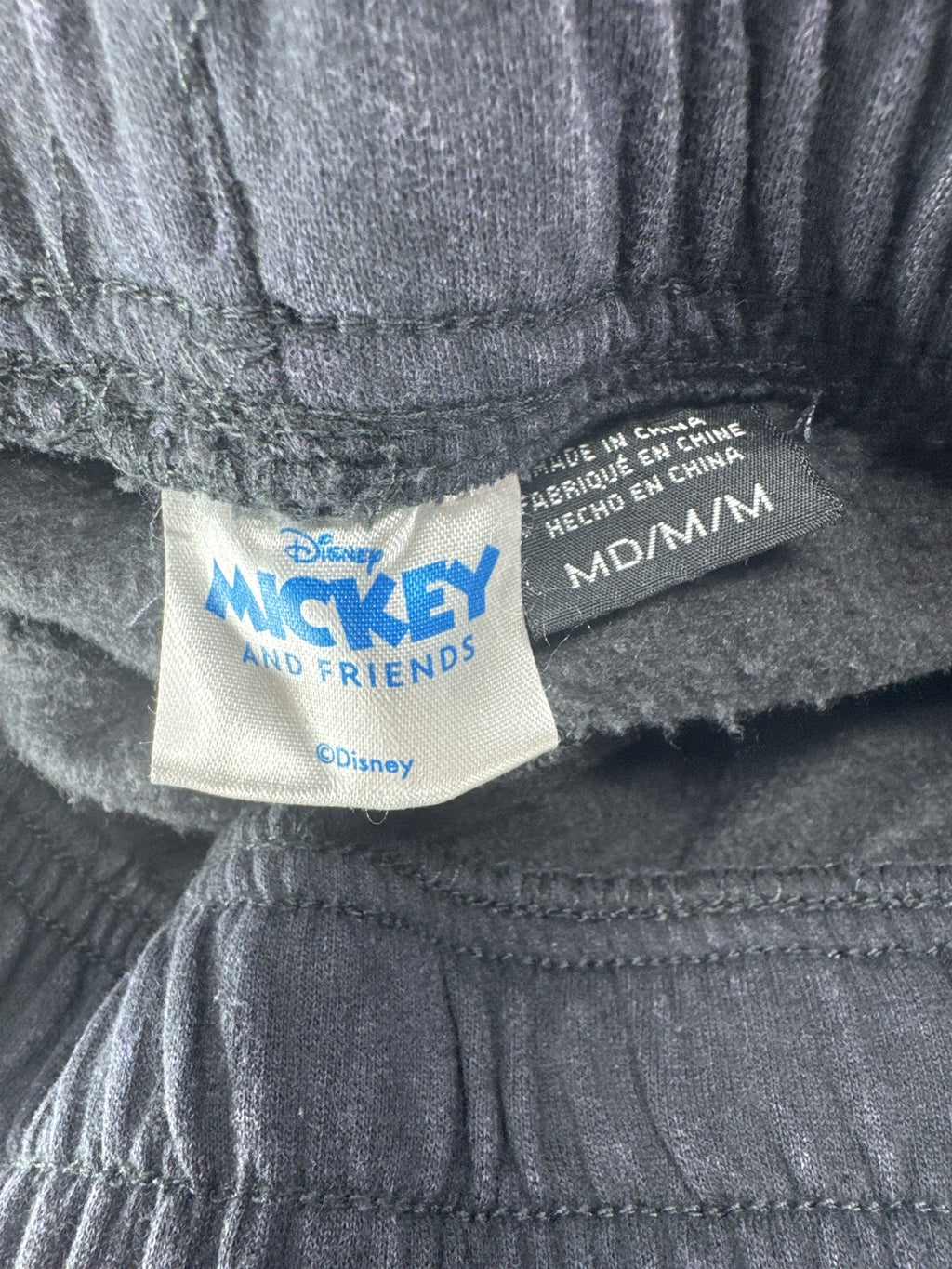 Disney Mickey Mouse Joggers Men's Medium Charcoal Mineral Wash Spellout NWT