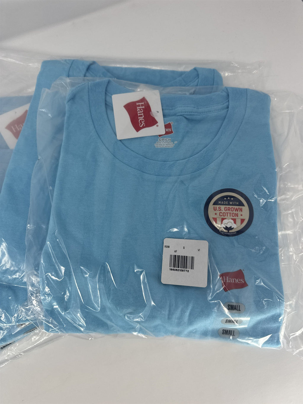 Lot of 5 Hanes Essentials Men's T-Shirts Small S Blue Horizon Cotton Crew Neck