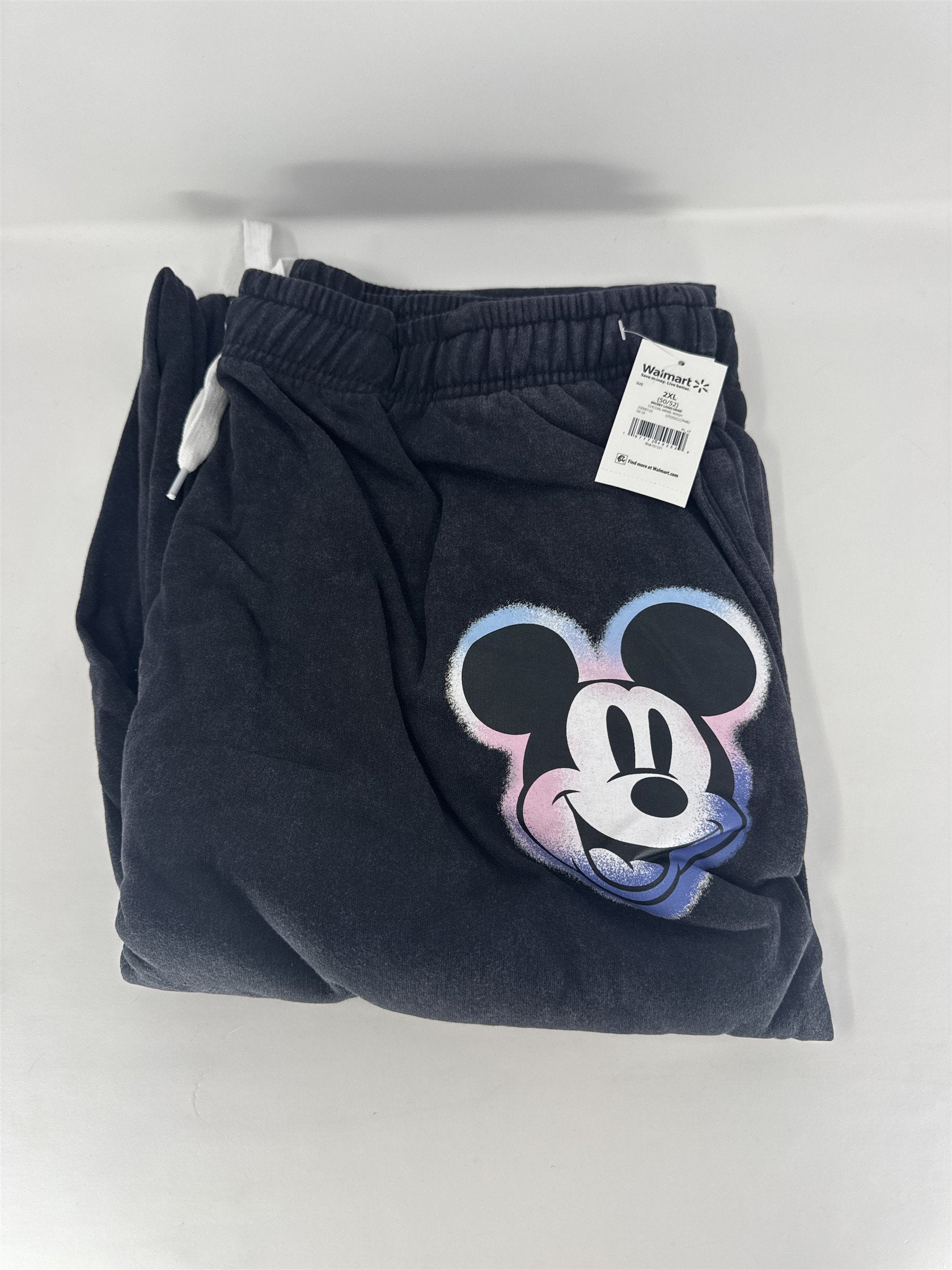 Disney Mickey Mouse Joggers Men's 2XL Charcoal Mineral Wash Spellout NWT
