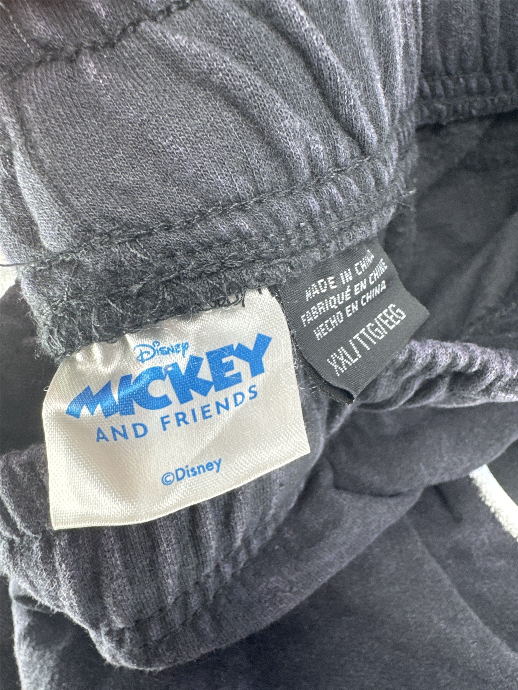 Disney Mickey Mouse Joggers Men's 2XL Charcoal Mineral Wash Spellout NWT