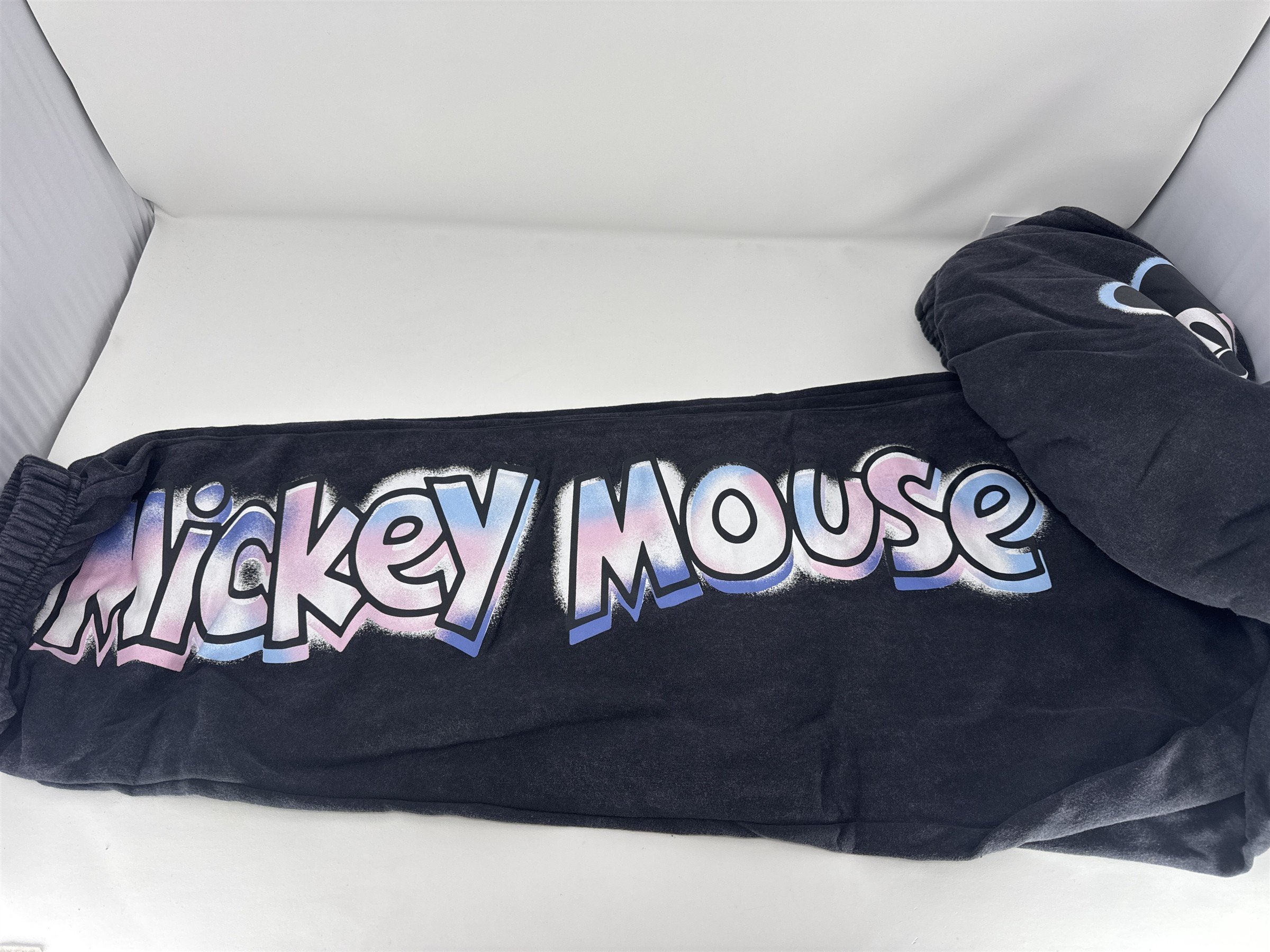 Disney Mickey Mouse Joggers Men's 2XL Charcoal Mineral Wash Spellout NWT