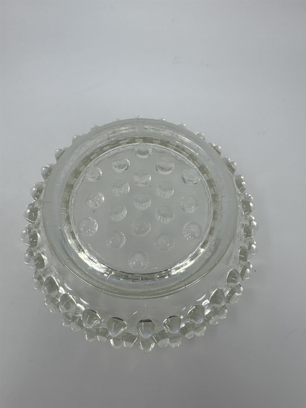 Vtg Clear Hobnail Glass Bowl Ruffled Crimped Rim Candy Nut Dish EAPG Style