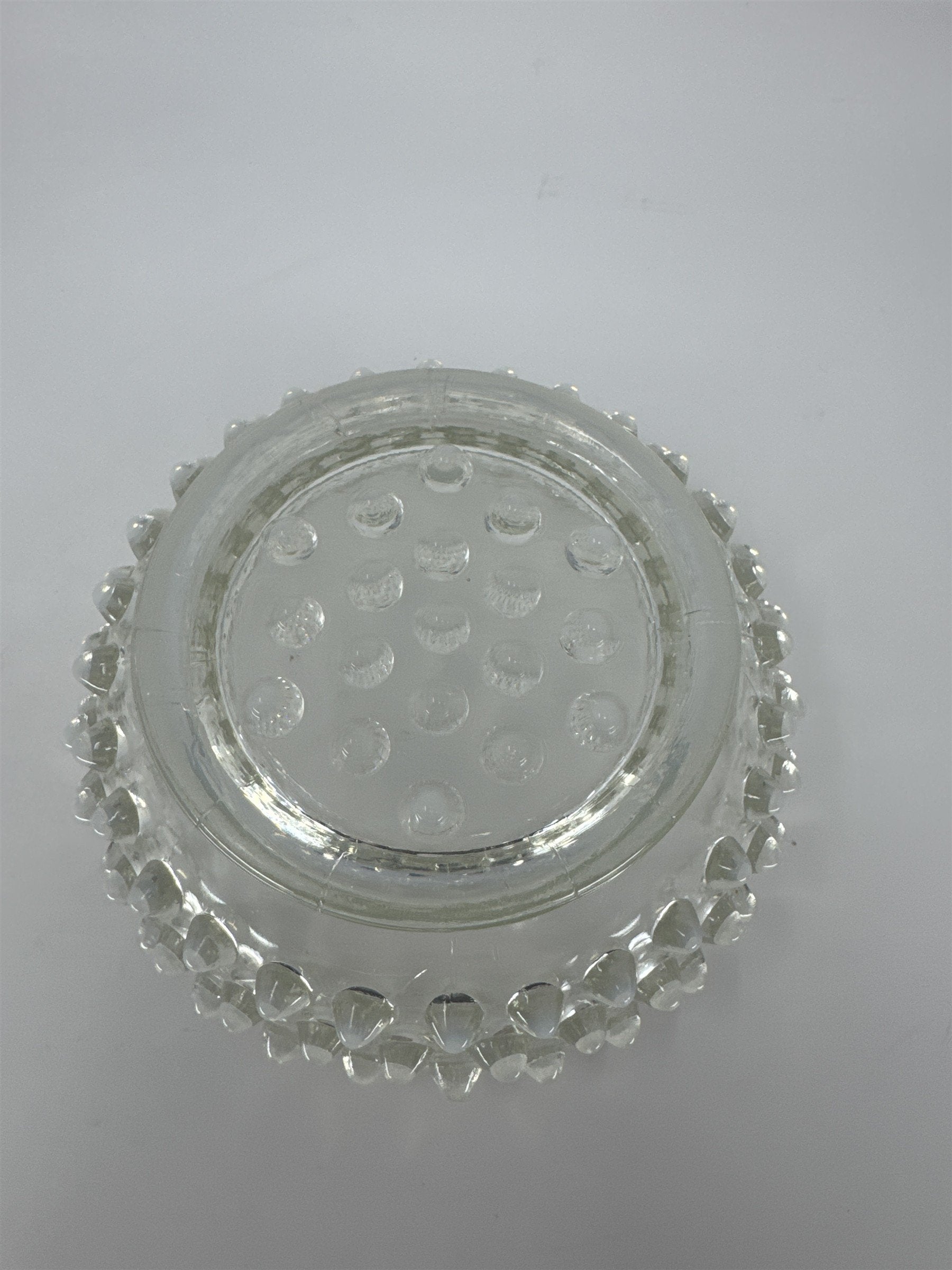Vtg Clear Hobnail Glass Bowl Ruffled Crimped Rim Candy Nut Dish EAPG Style