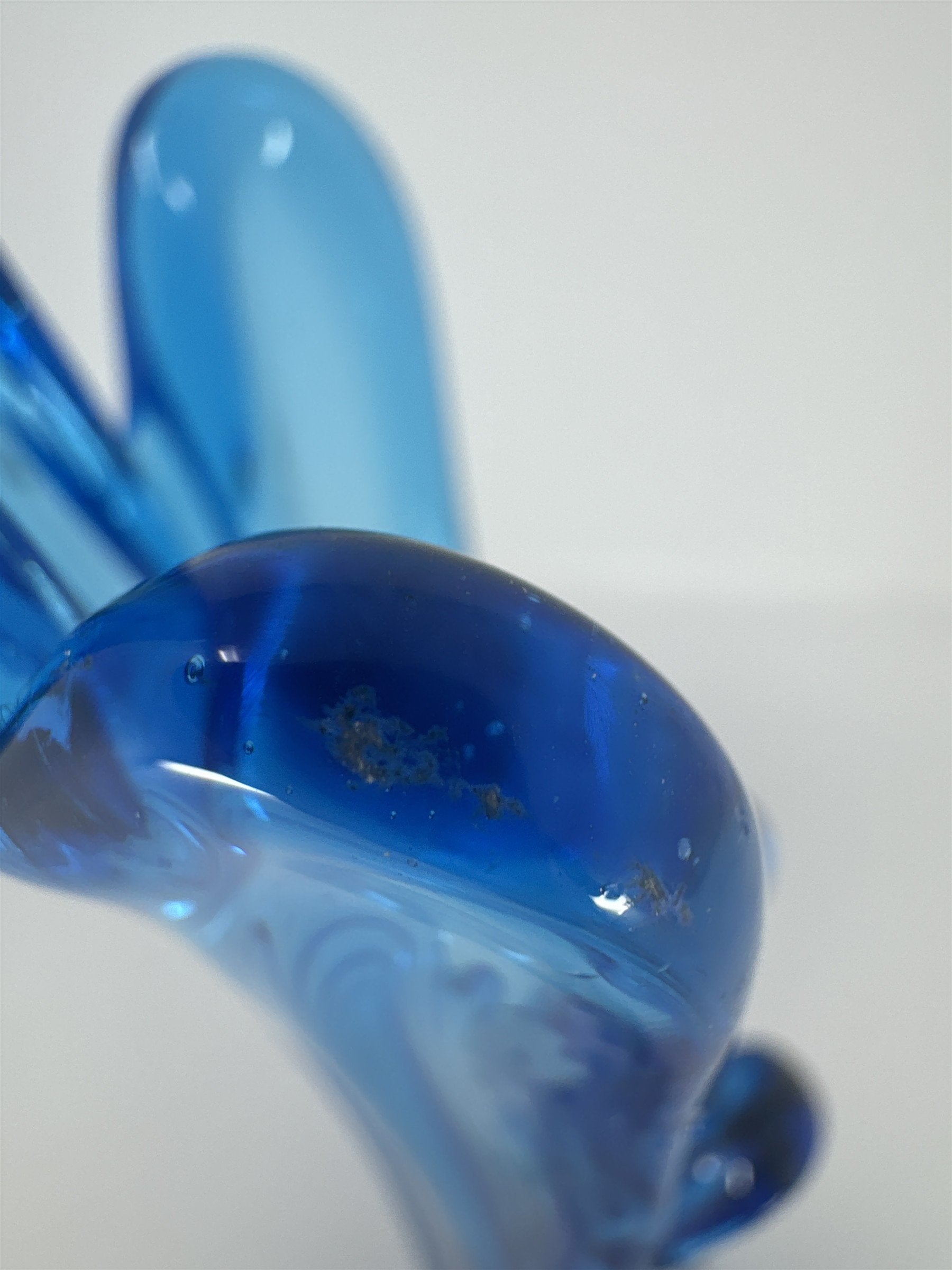 Vintage MCM Blue Swung Glass Vase 5 Finger Stretch Bud Vase Mid Century 10.5"