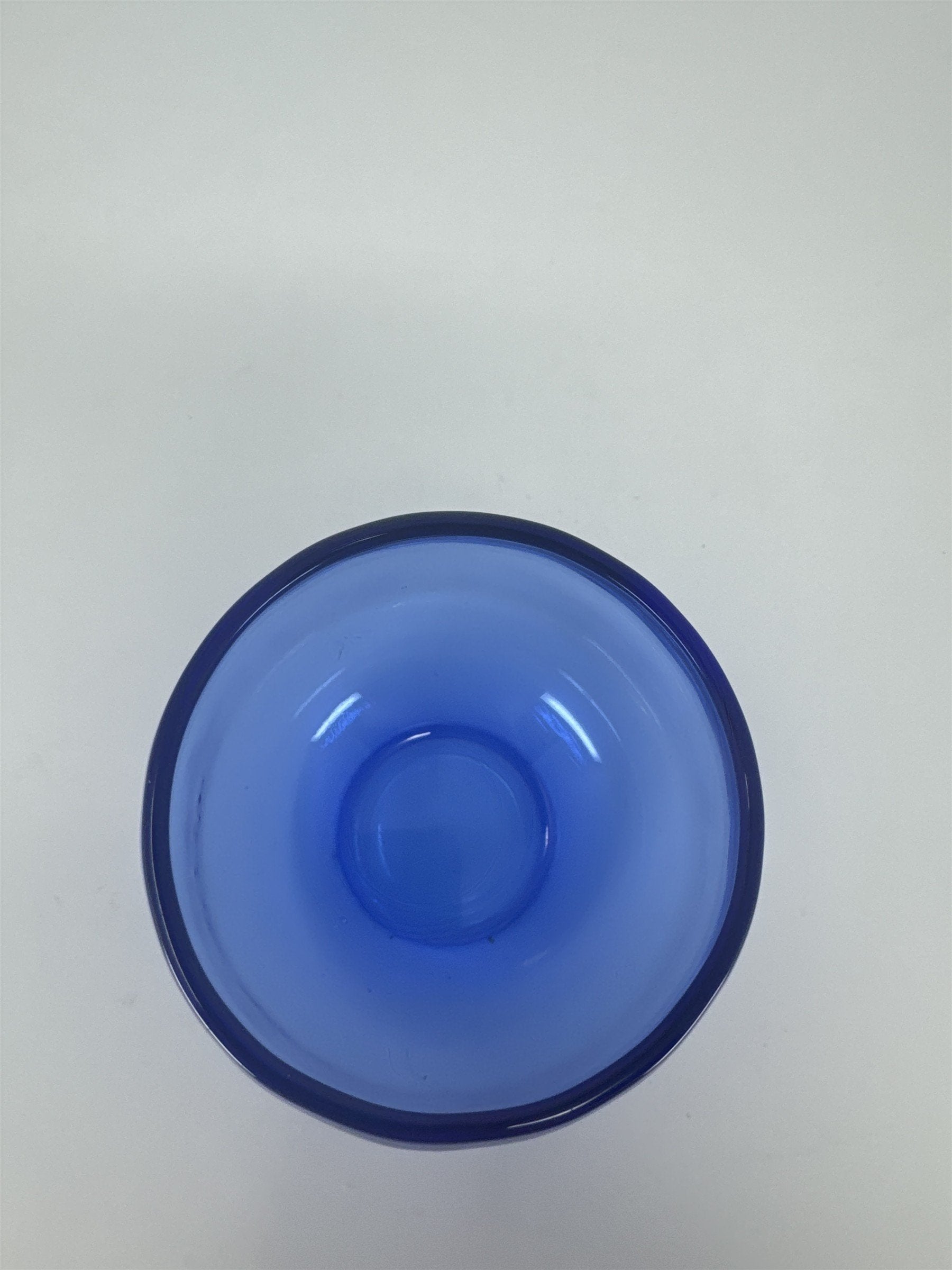 Vintage Blue Hand Blown Glass Votive Candle Holder Cobalt MCM
