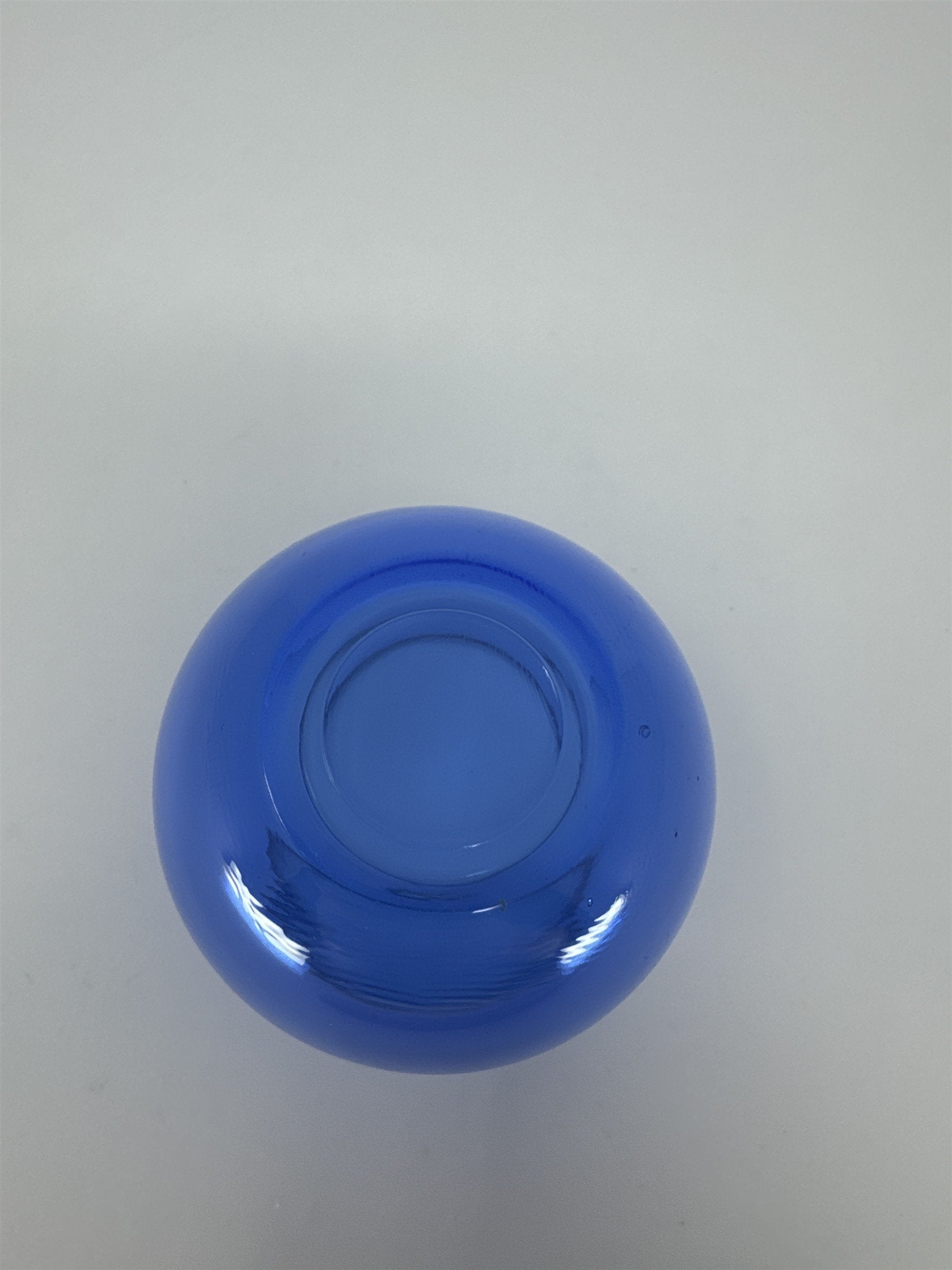 Vintage Blue Hand Blown Glass Votive Candle Holder Cobalt MCM