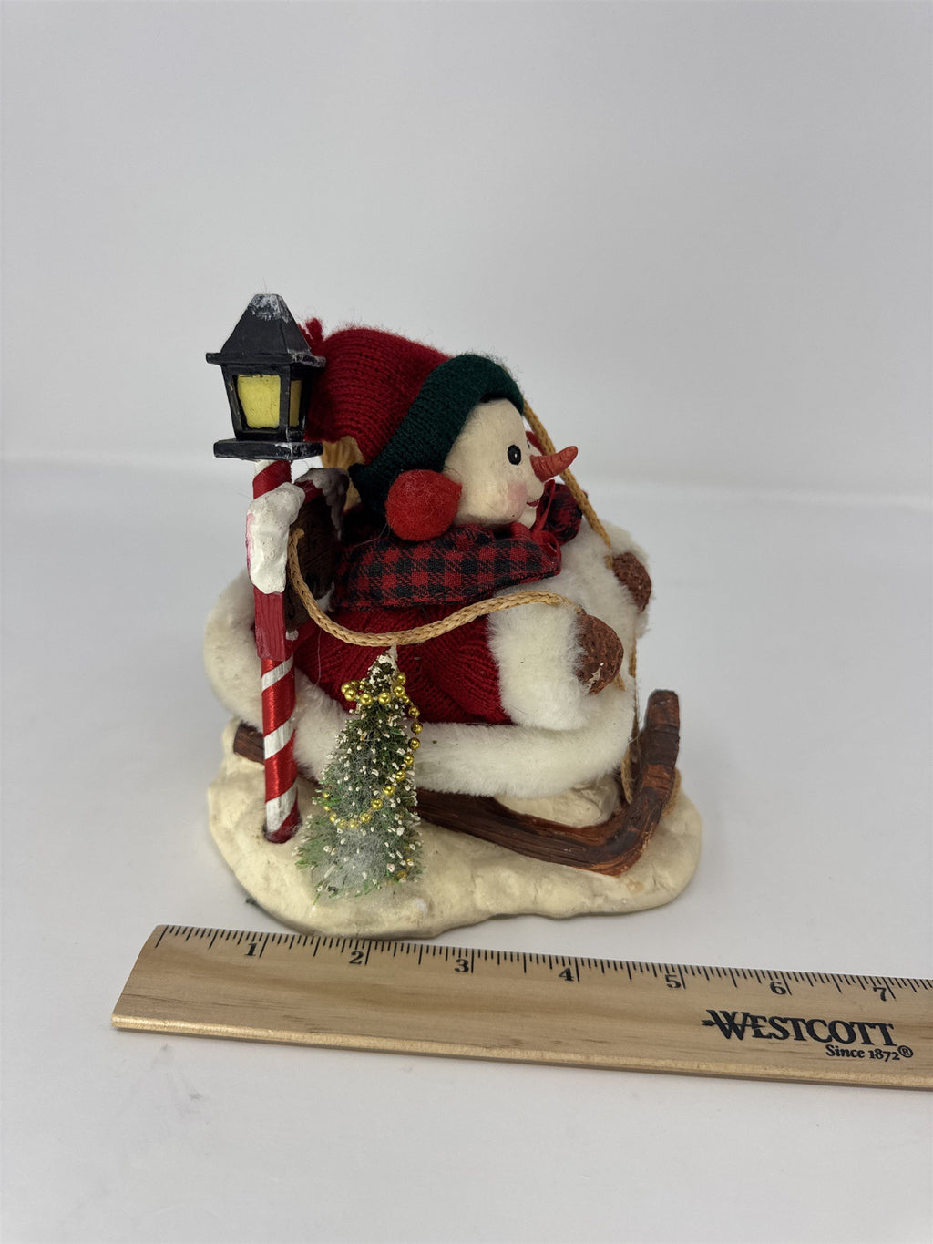 Grandeur Noel Snowman Sledding Figurine Collector Edition Christmas 6"