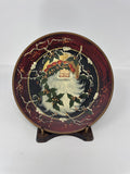 Home Interiors Old World Santa Claus Decorative Plate 2003 w/ Wood Stand 10"