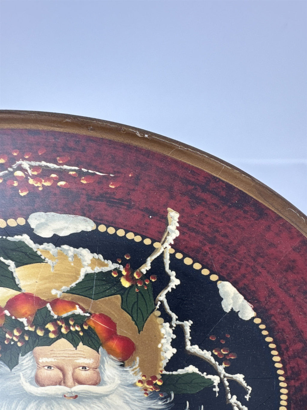 Home Interiors Old World Santa Claus Decorative Plate 2003 w/ Wood Stand 10"