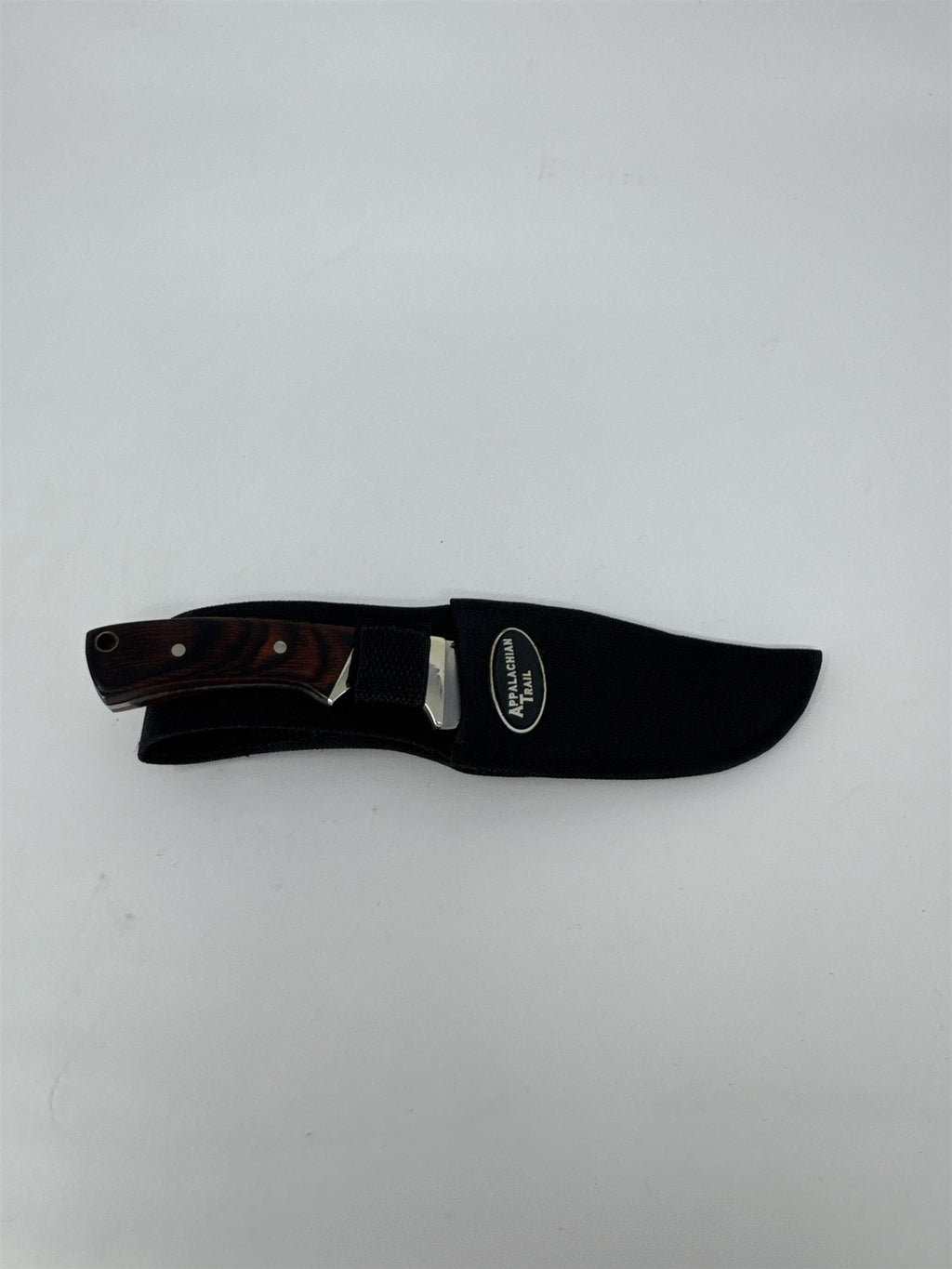 Vtg Appalachian Trail Hunting Knife Full Tang Etched Blade Pakkawood Sheath 8"