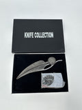 Native American Style Folding Feather Knife & Lighter Set Chief Headdress NIB