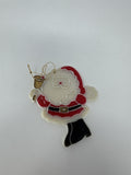Vintage Santa Ringing Bell Ornament Sun Catcher Plastic Stained Glass Style 3.5"