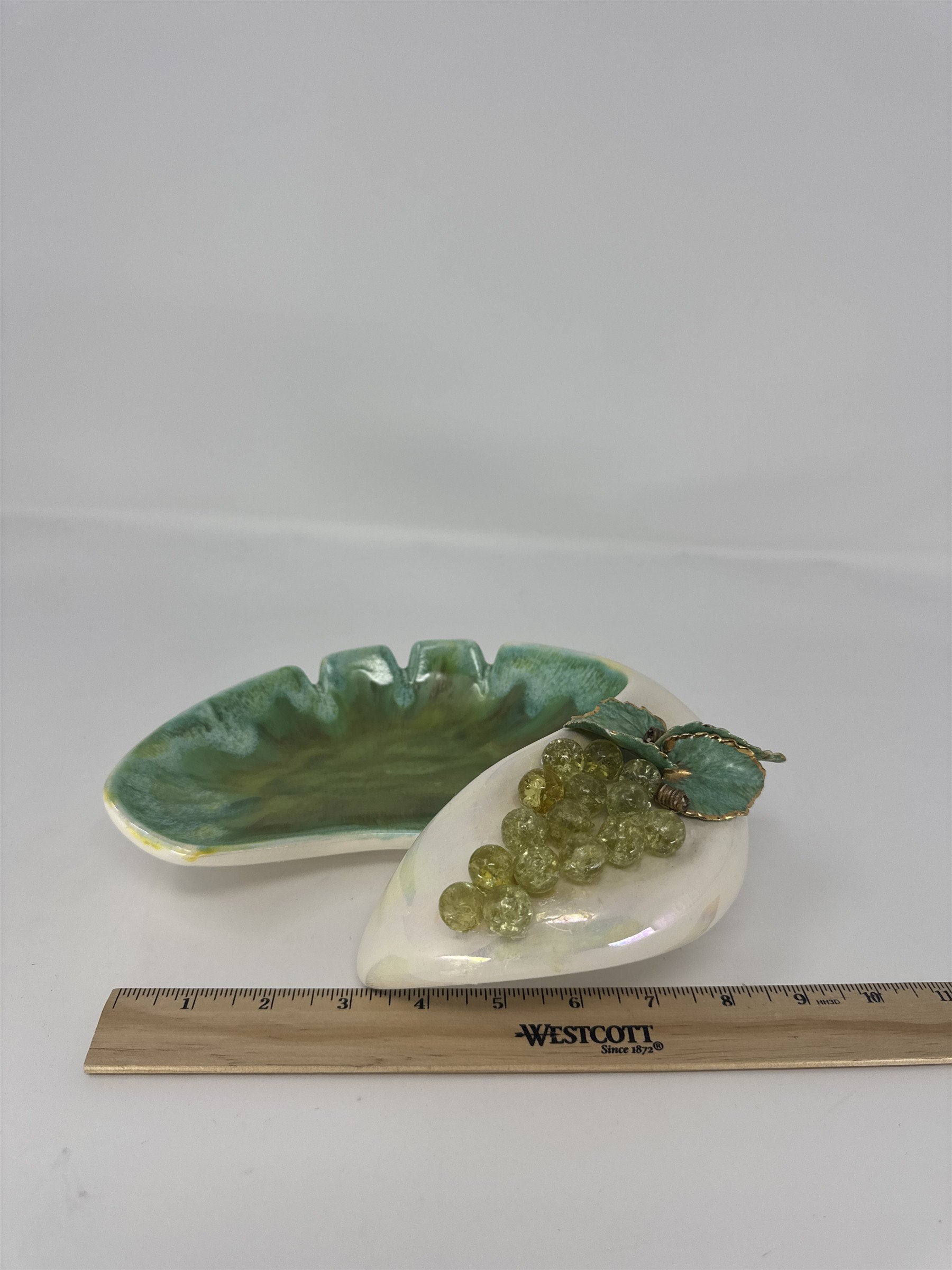Vintage MCM Ceramic Grape Cluster Ashtray Large Wave Retro 1960s Blue Green