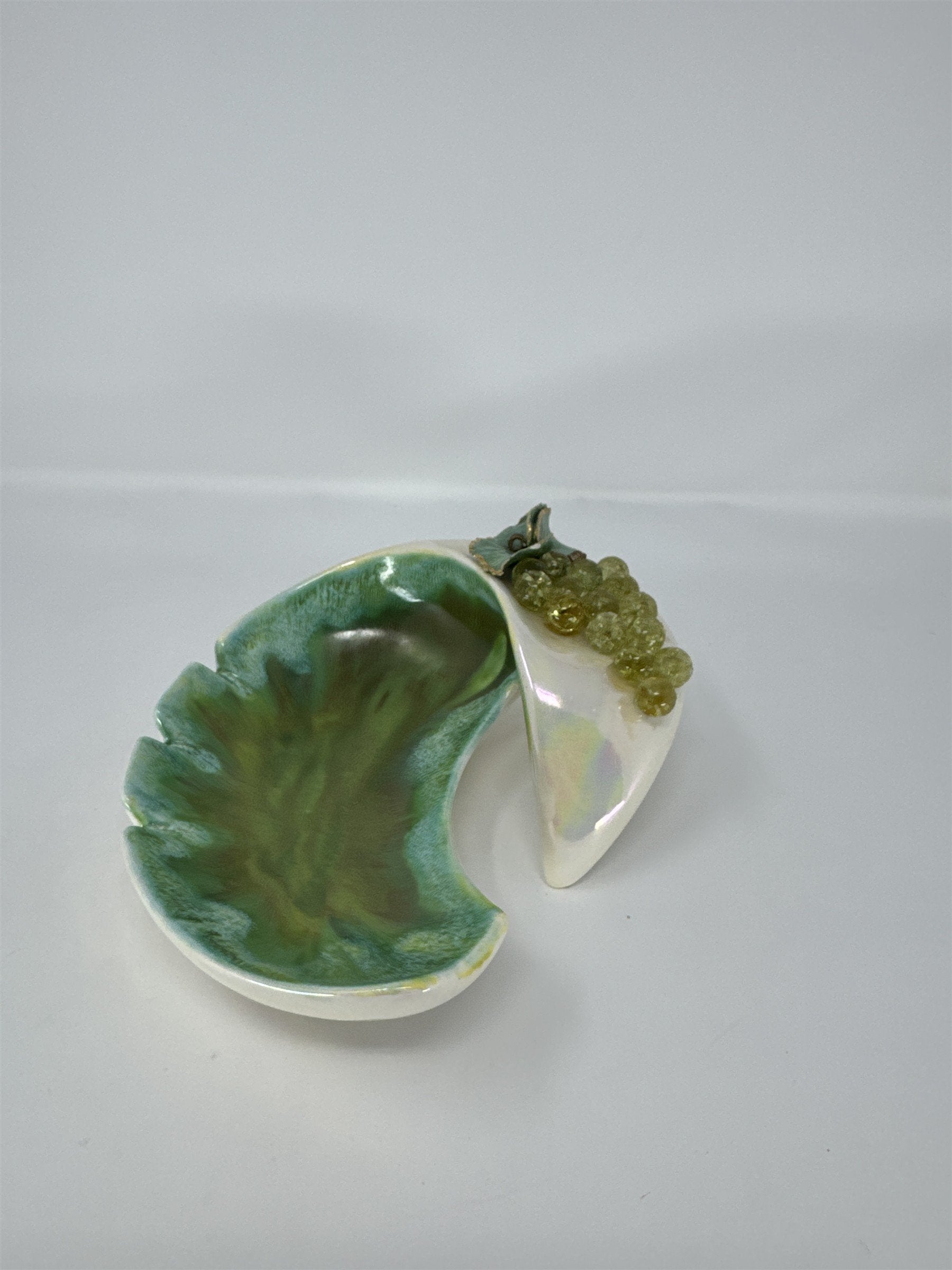Vintage MCM Ceramic Grape Cluster Ashtray Large Wave Retro 1960s Blue Green