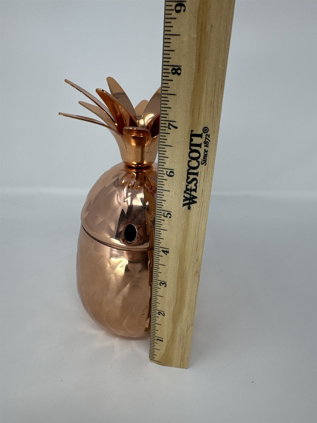 Vintage Pineapple Tiki Mug Metal Brass Style Tumbler Cocktail Glass MCM Barware