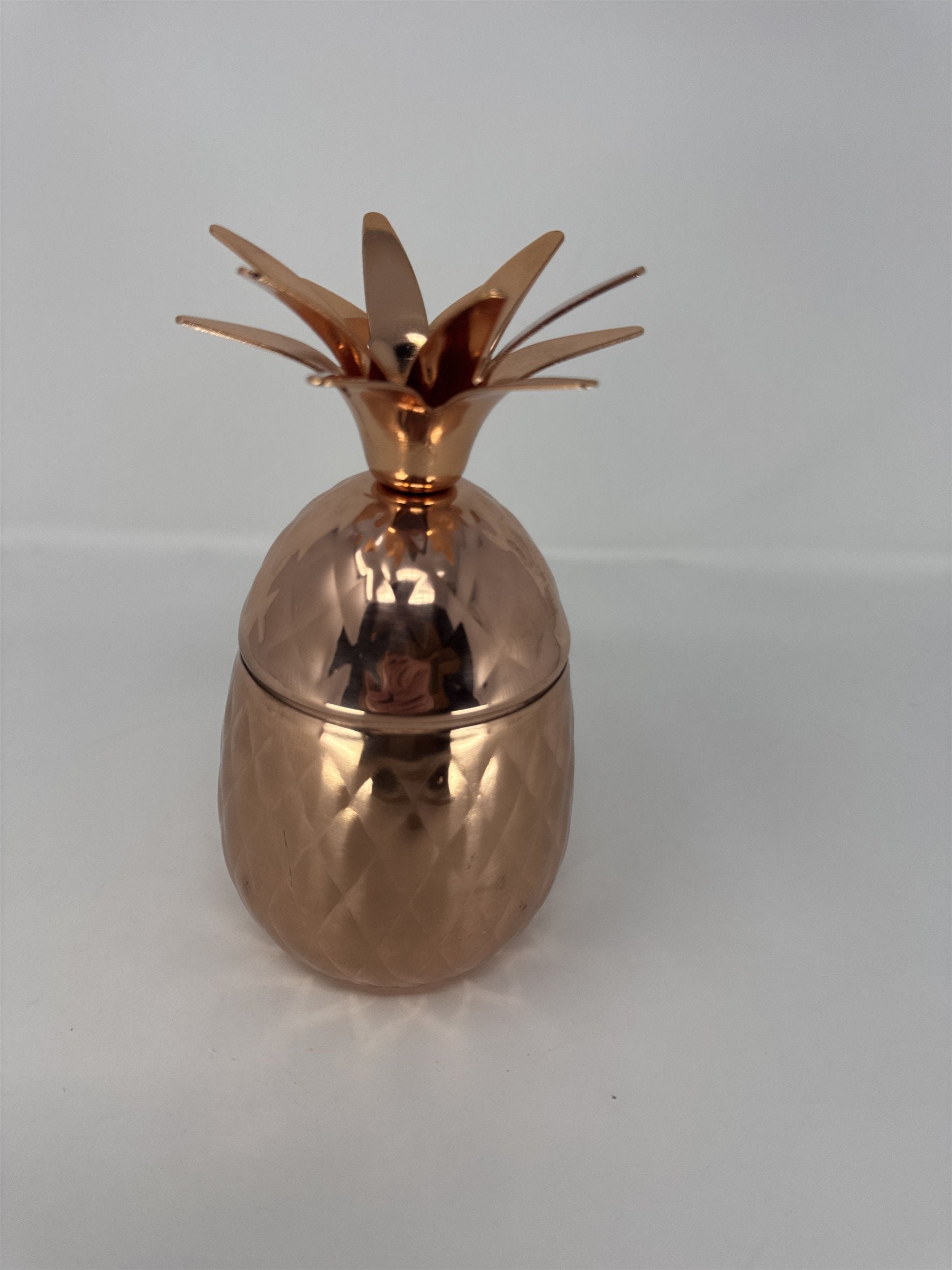 Vintage Pineapple Tiki Mug Metal Brass Style Tumbler Cocktail Glass MCM Barware