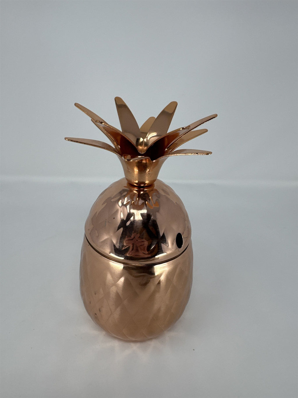 Vintage Pineapple Tiki Mug Metal Brass Style Tumbler Cocktail Glass MCM Barware