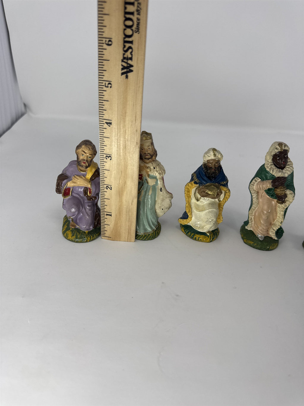 Vtg Italy Nativity Set Figures Men Animals Polymer Fontanini Style 6 Piece