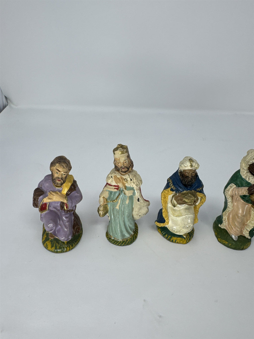 Vtg Italy Nativity Set Figures Men Animals Polymer Fontanini Style 6 Piece