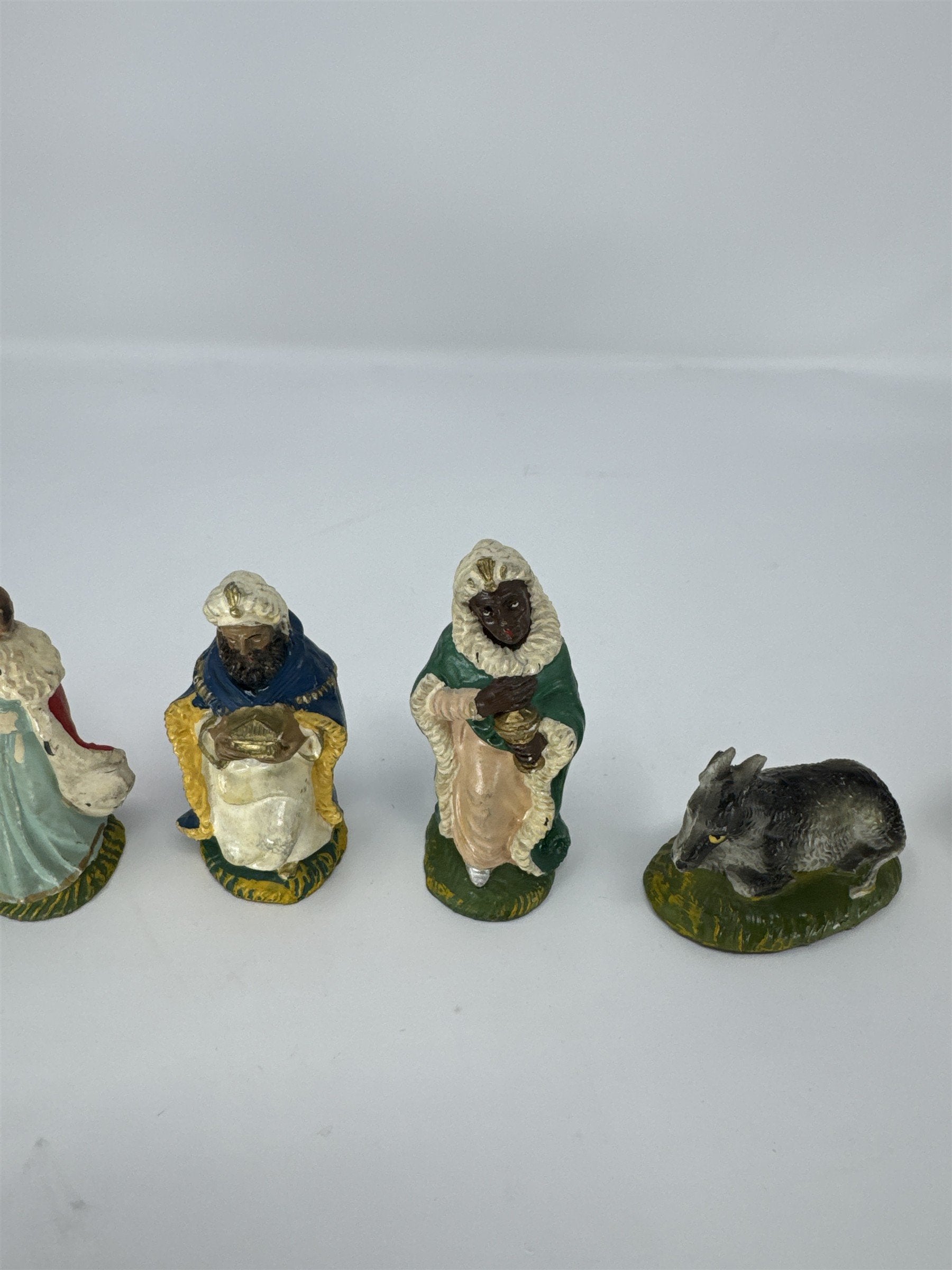 Vtg Italy Nativity Set Figures Men Animals Polymer Fontanini Style 6 Piece
