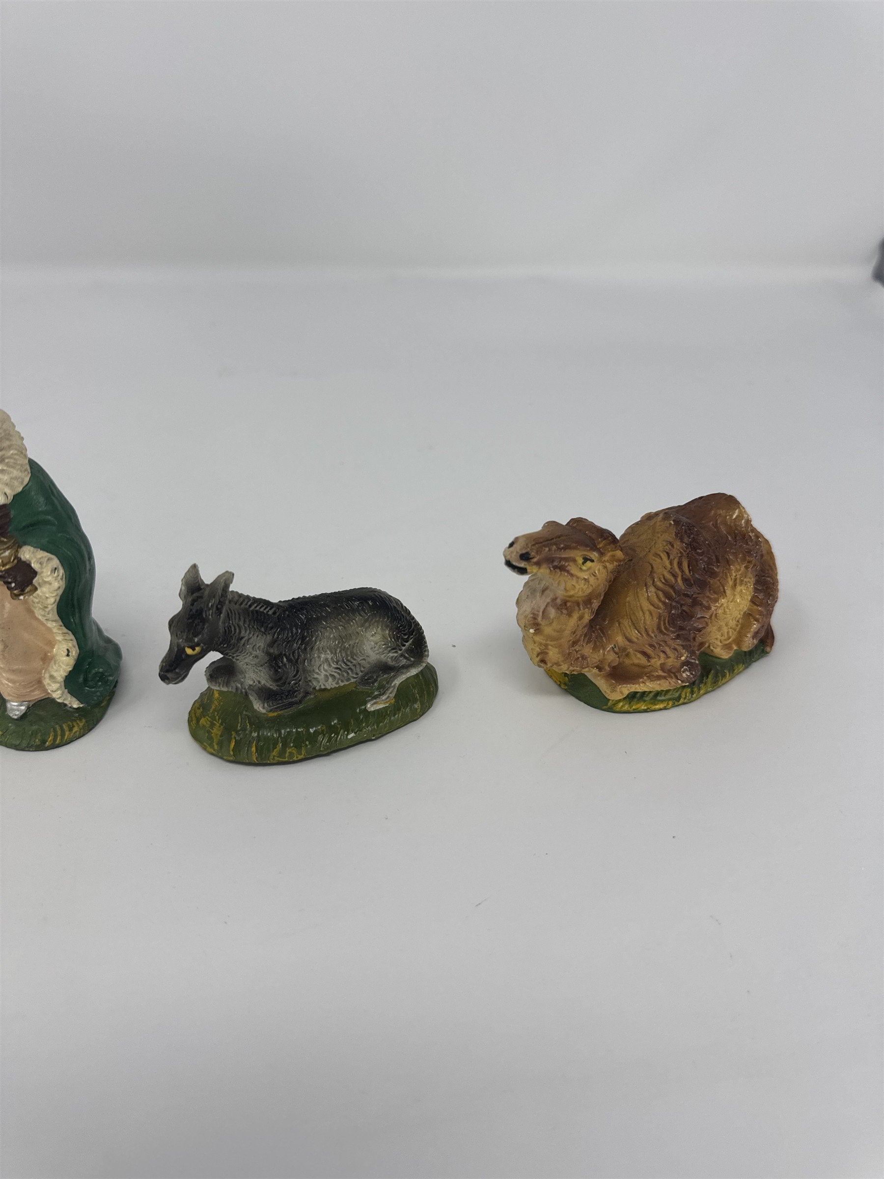 Vtg Italy Nativity Set Figures Men Animals Polymer Fontanini Style 6 Piece