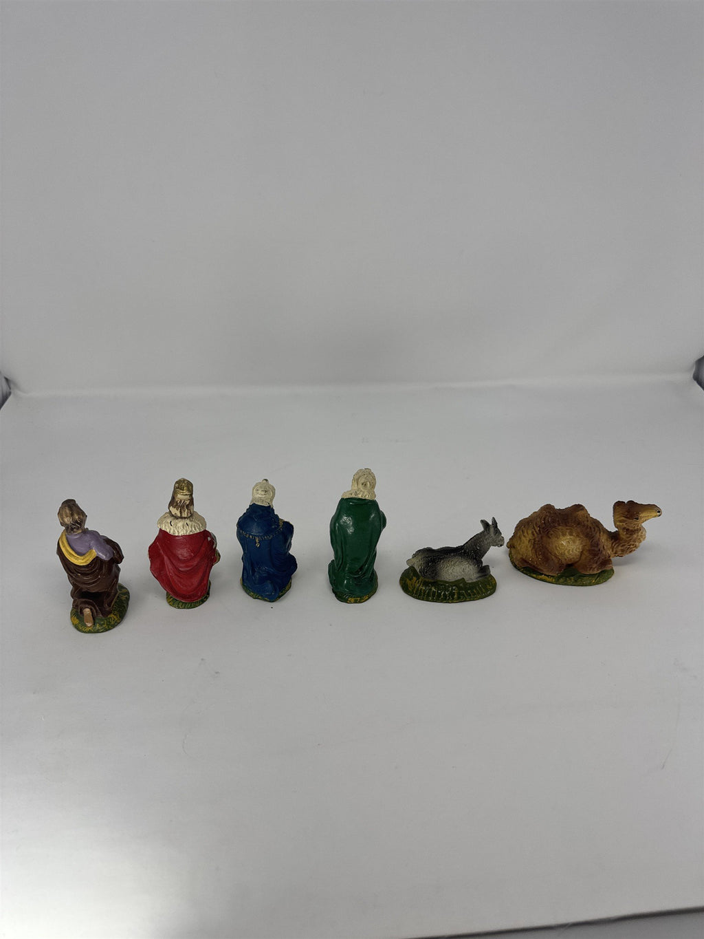 Vtg Italy Nativity Set Figures Men Animals Polymer Fontanini Style 6 Piece