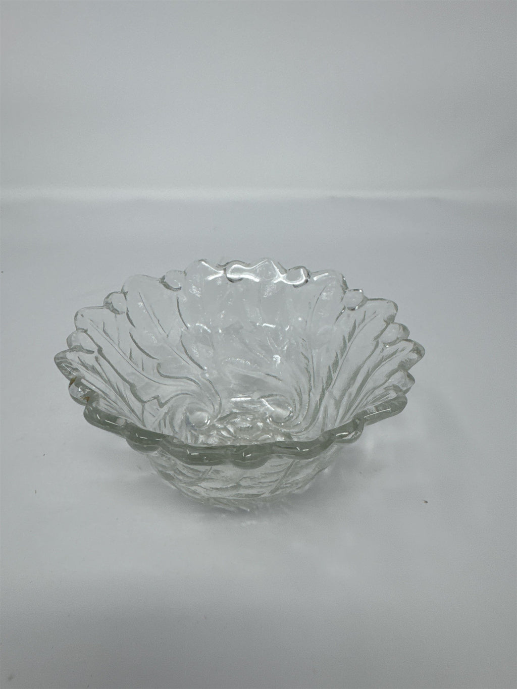 Vintage Indiana Glass Floral Fruit Garland Bowl Scalloped Edge MCM