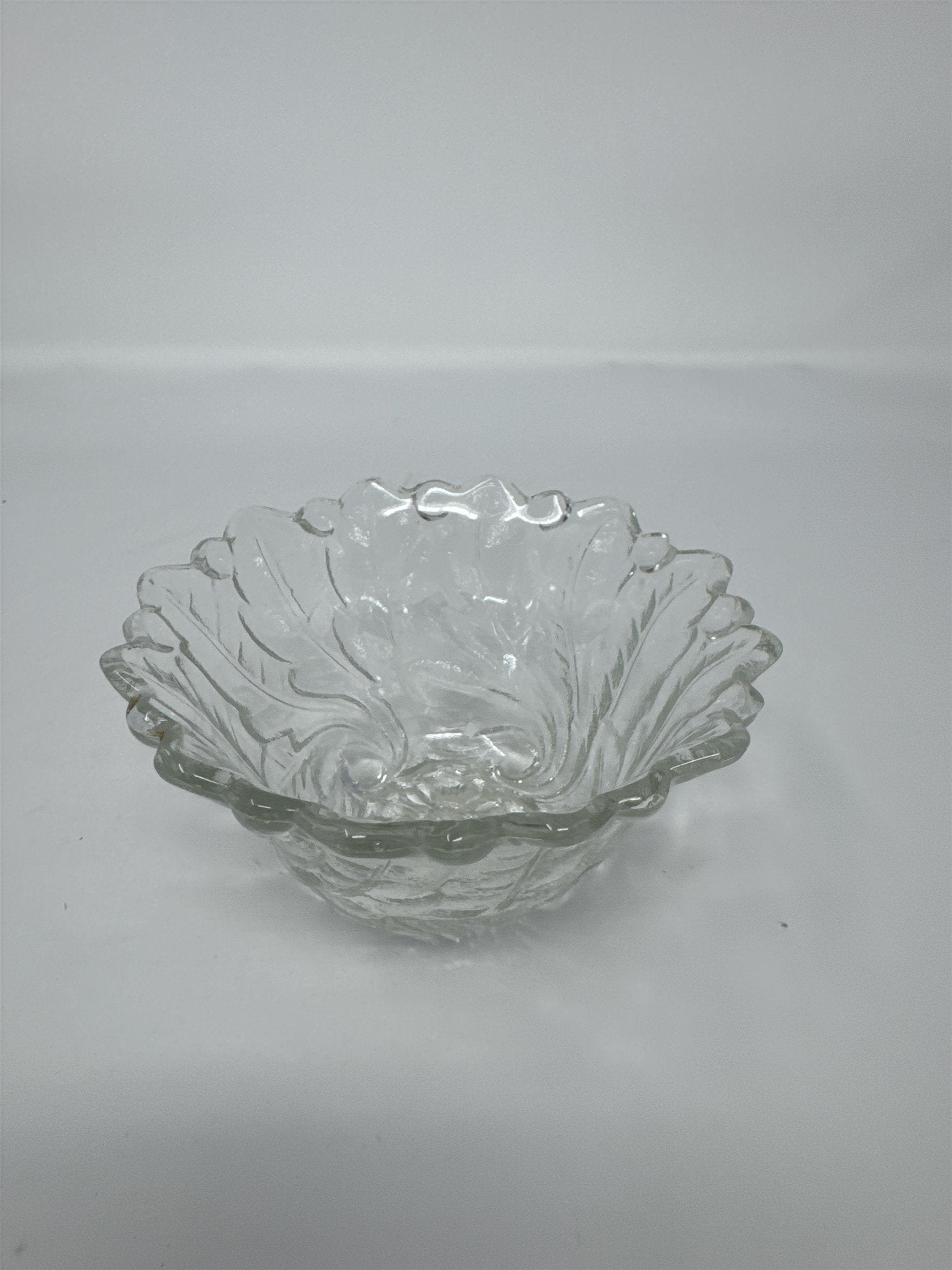 Vintage Indiana Glass Floral Fruit Garland Bowl Scalloped Edge MCM