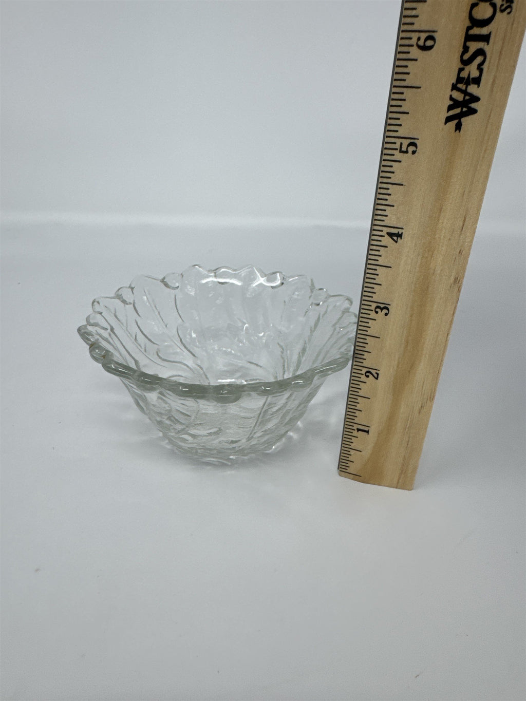 Vintage Indiana Glass Floral Fruit Garland Bowl Scalloped Edge MCM