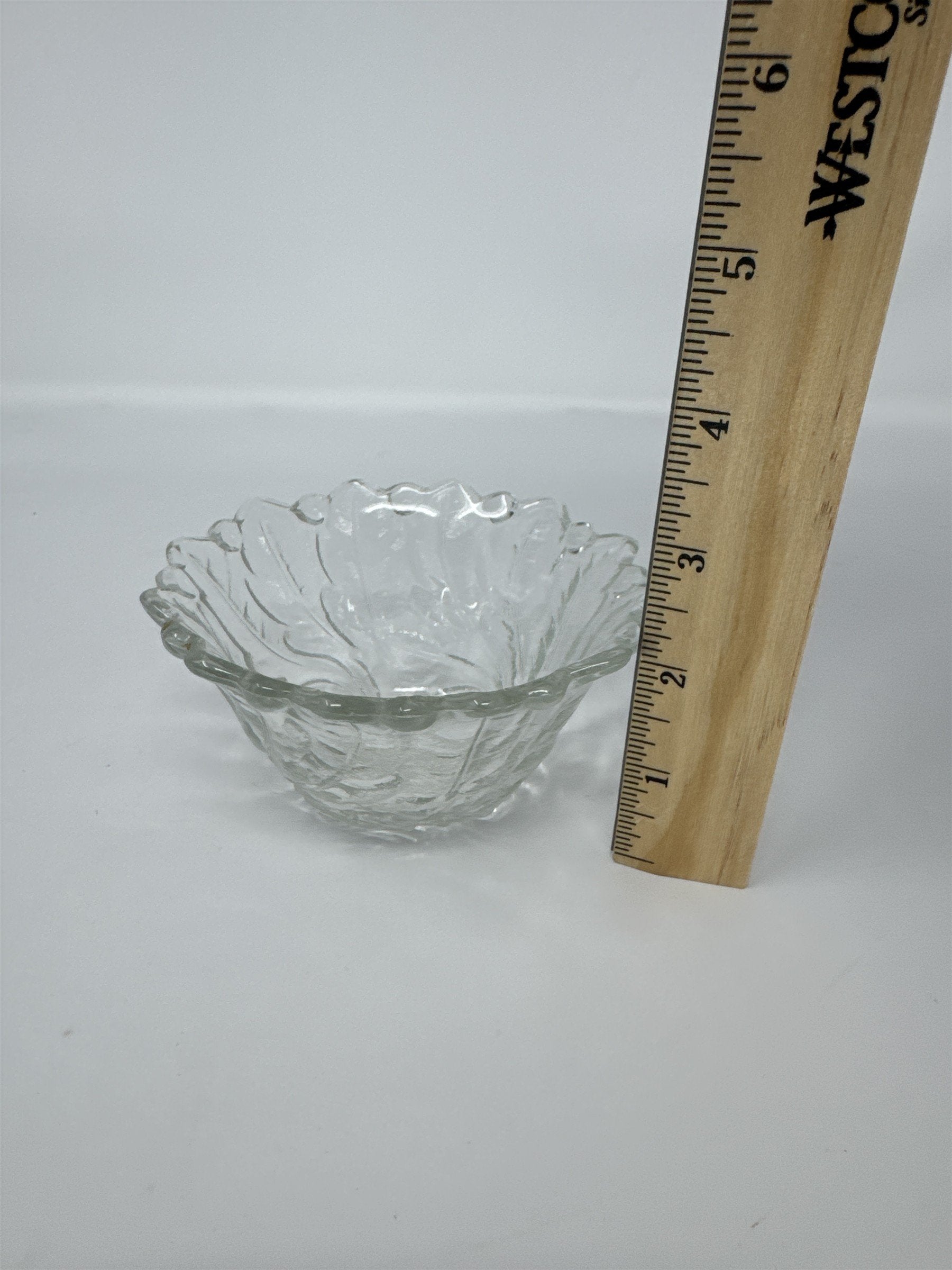 Vintage Indiana Glass Floral Fruit Garland Bowl Scalloped Edge MCM
