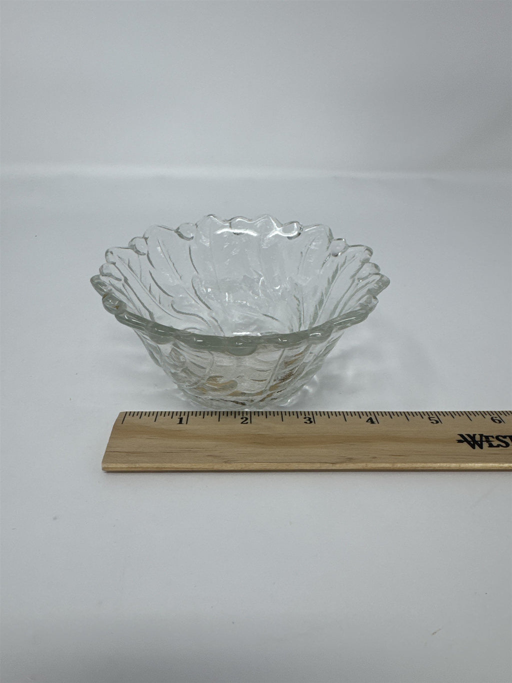 Vintage Indiana Glass Floral Fruit Garland Bowl Scalloped Edge MCM