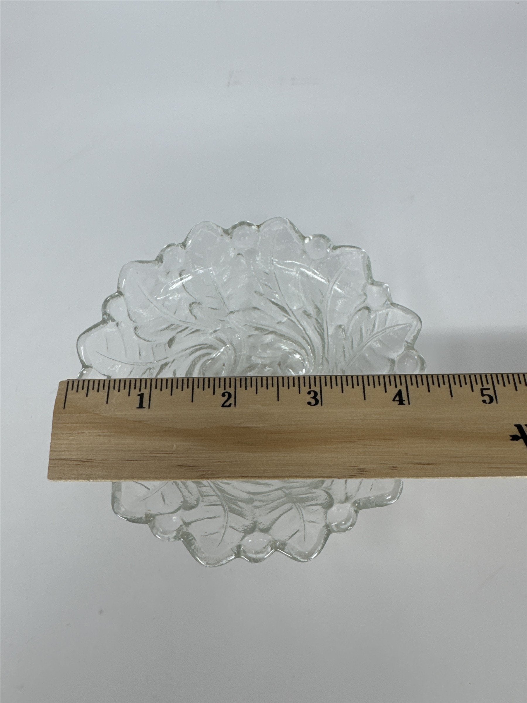 Vintage Indiana Glass Floral Fruit Garland Bowl Scalloped Edge MCM