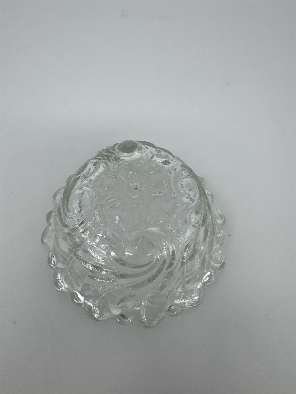 Vintage Indiana Glass Floral Fruit Garland Bowl Scalloped Edge MCM